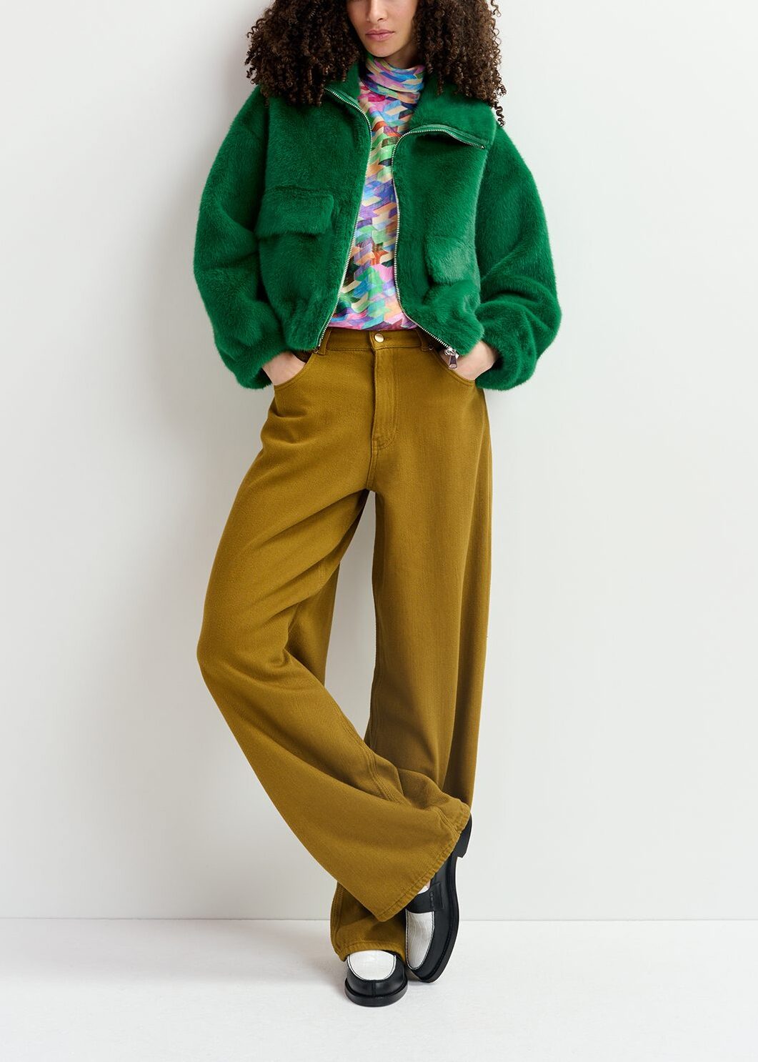 Top en soie à imprimé géométrique multicolore RE—SSENTIEL | Essentiel second hand