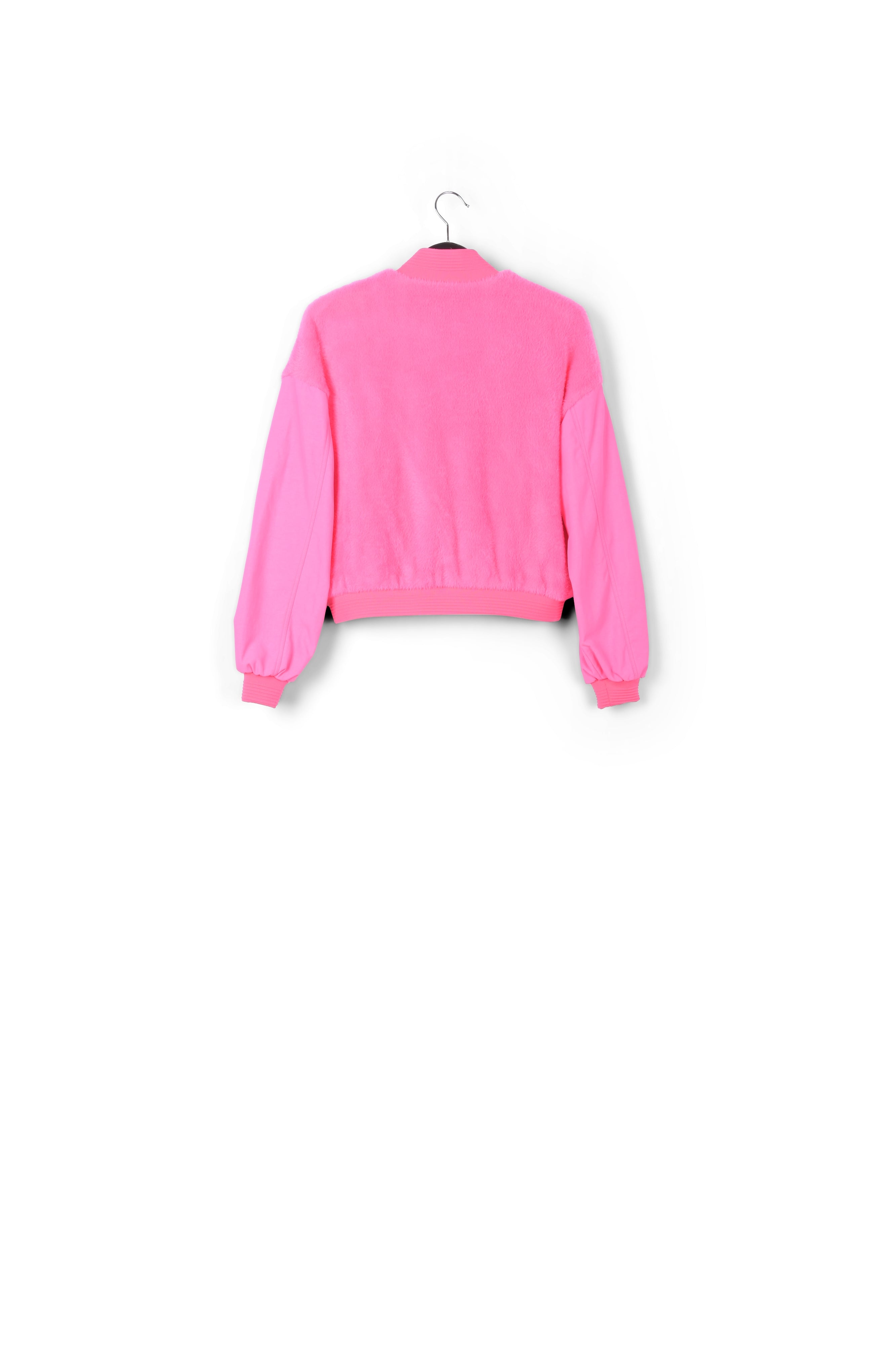 Pink faux fur bomber cardigan RE—SSENTIEL | Essentiel second hand