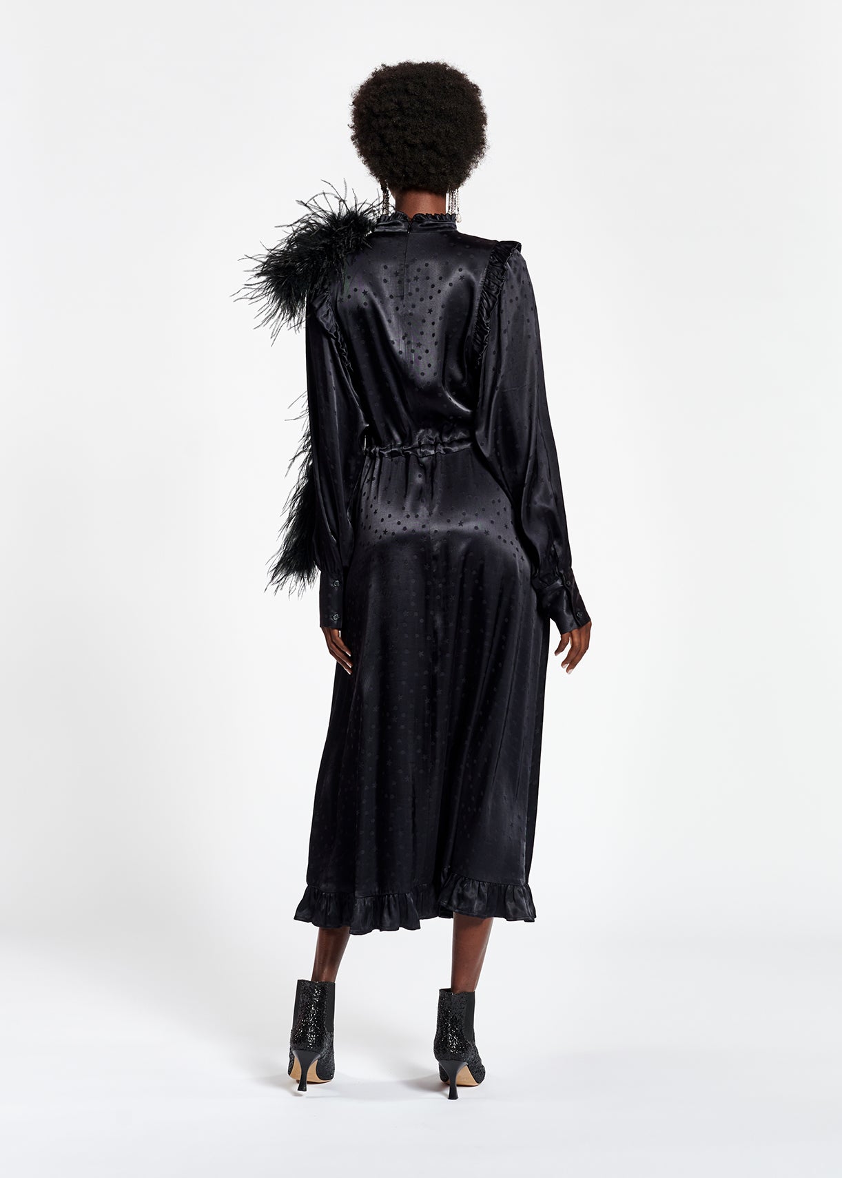 Black jacquard midi dress RE—SSENTIEL | Essentiel second hand