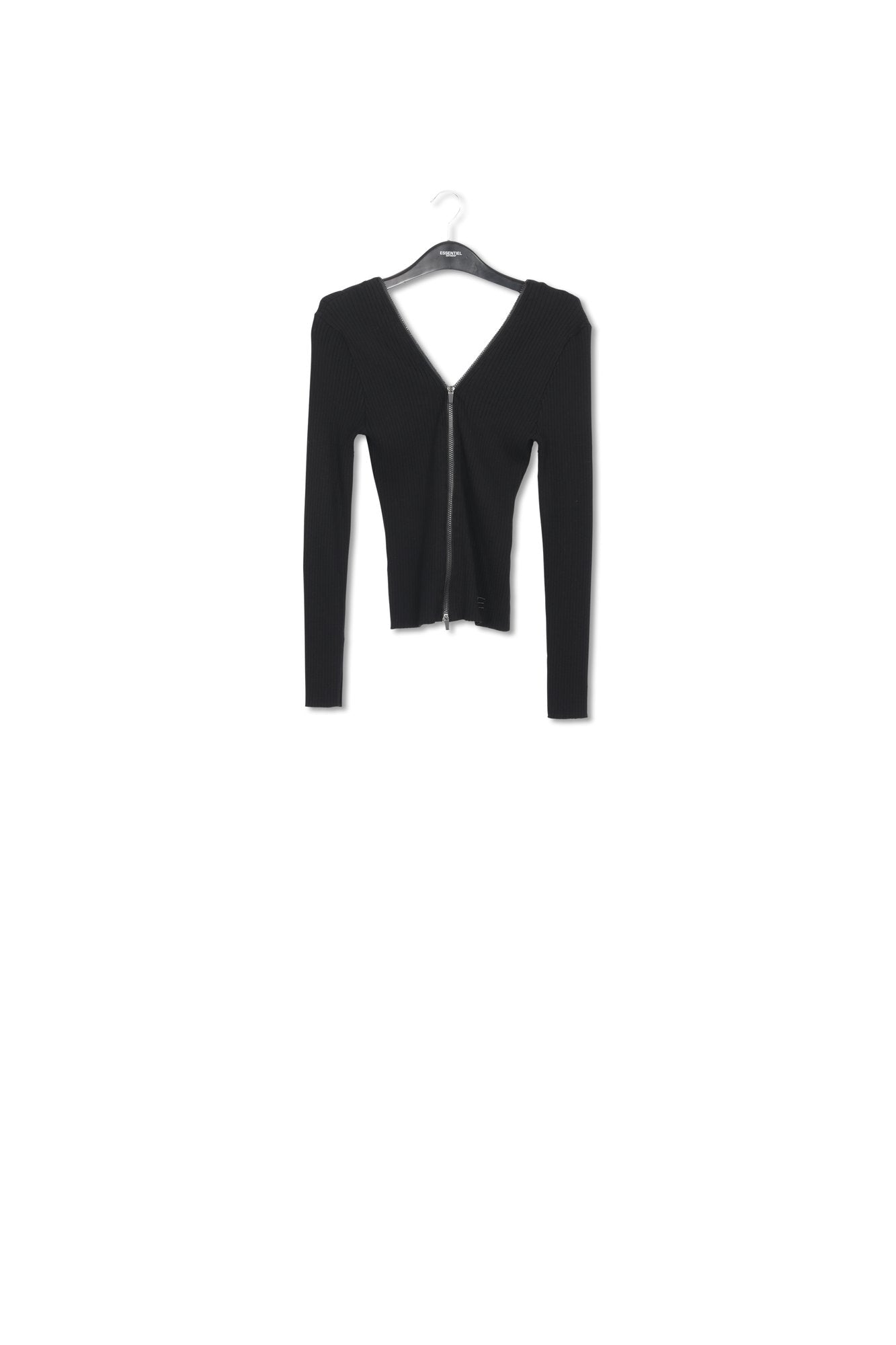 Pull en côtes noir avec zips RE—SSENTIEL | Essentiel second hand