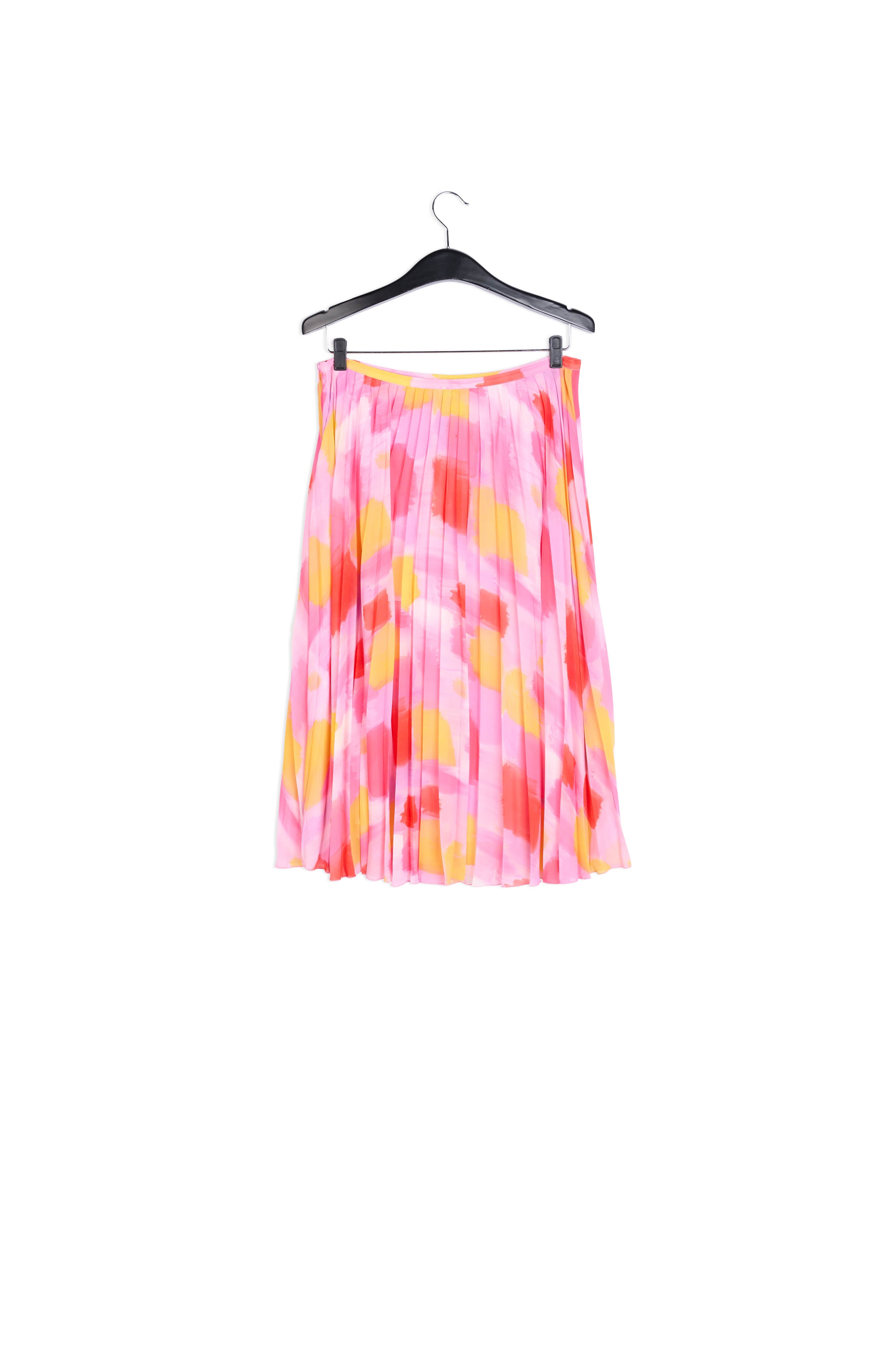 Pink and yellow plissé midi skirt RE—SSENTIEL | Essentiel second hand