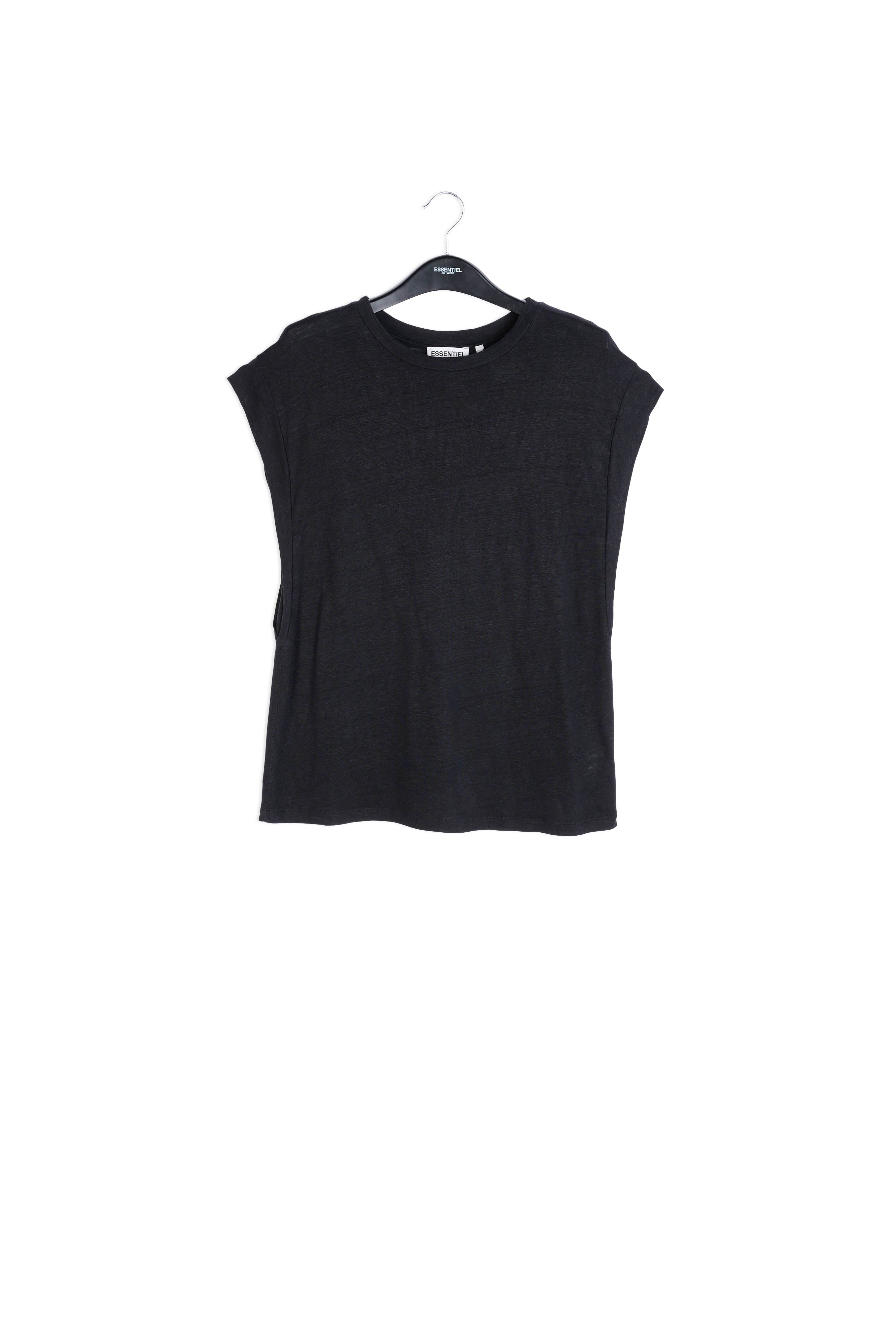 Black linen relaxed-fit T-shirt RE—SSENTIEL | Essentiel second hand
