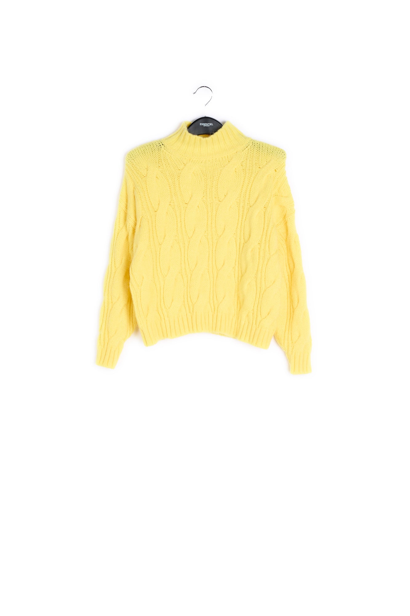 Pastel yellow cable-knit sweater RE—SSENTIEL | Essentiel second hand