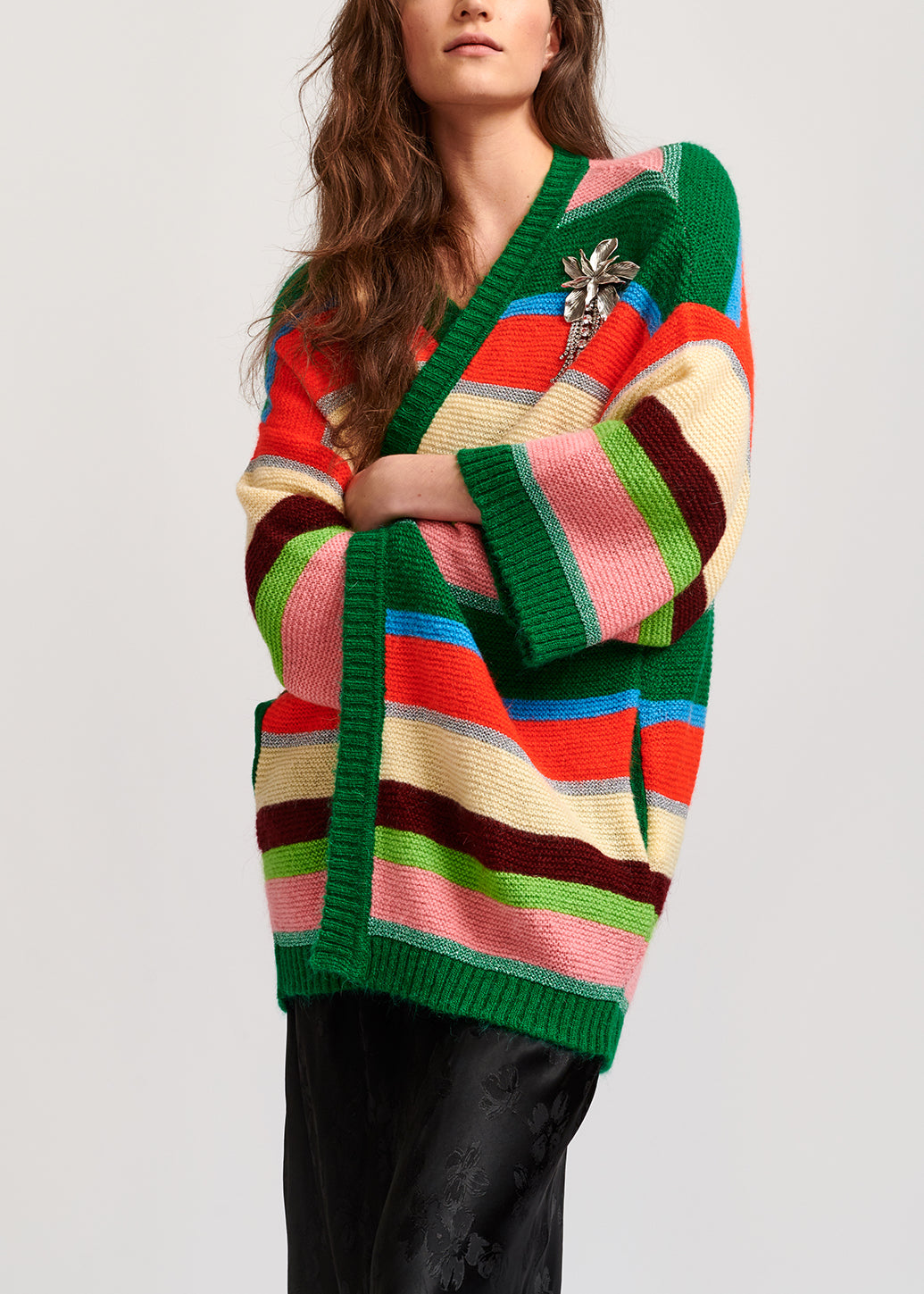 Green, orange and pink striped cardigan RE—SSENTIEL | Essentiel second hand
