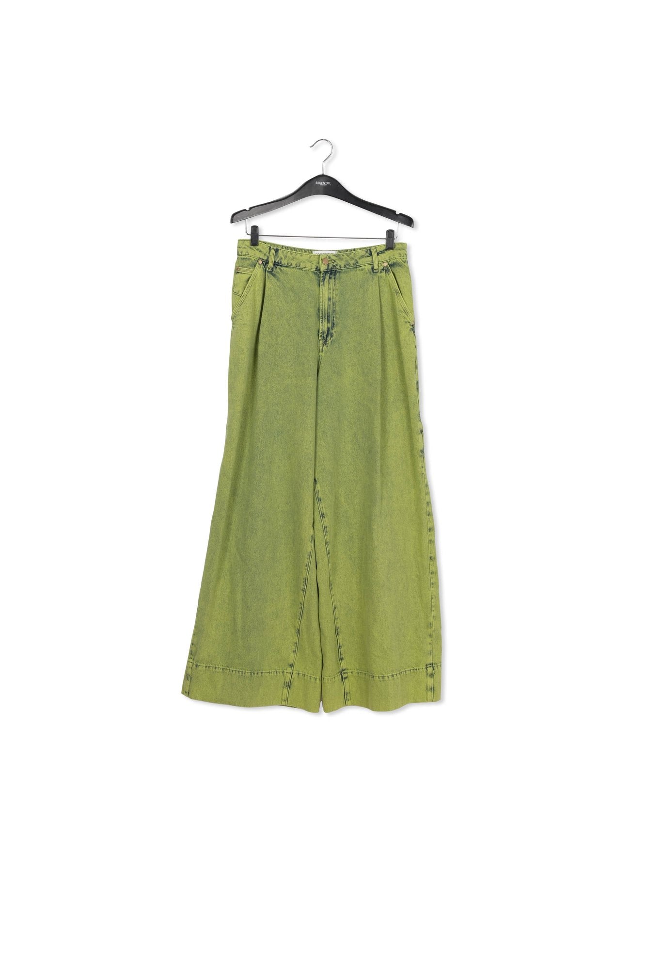 Lime green overdyed wide-leg jeans RE—SSENTIEL | Essentiel second hand