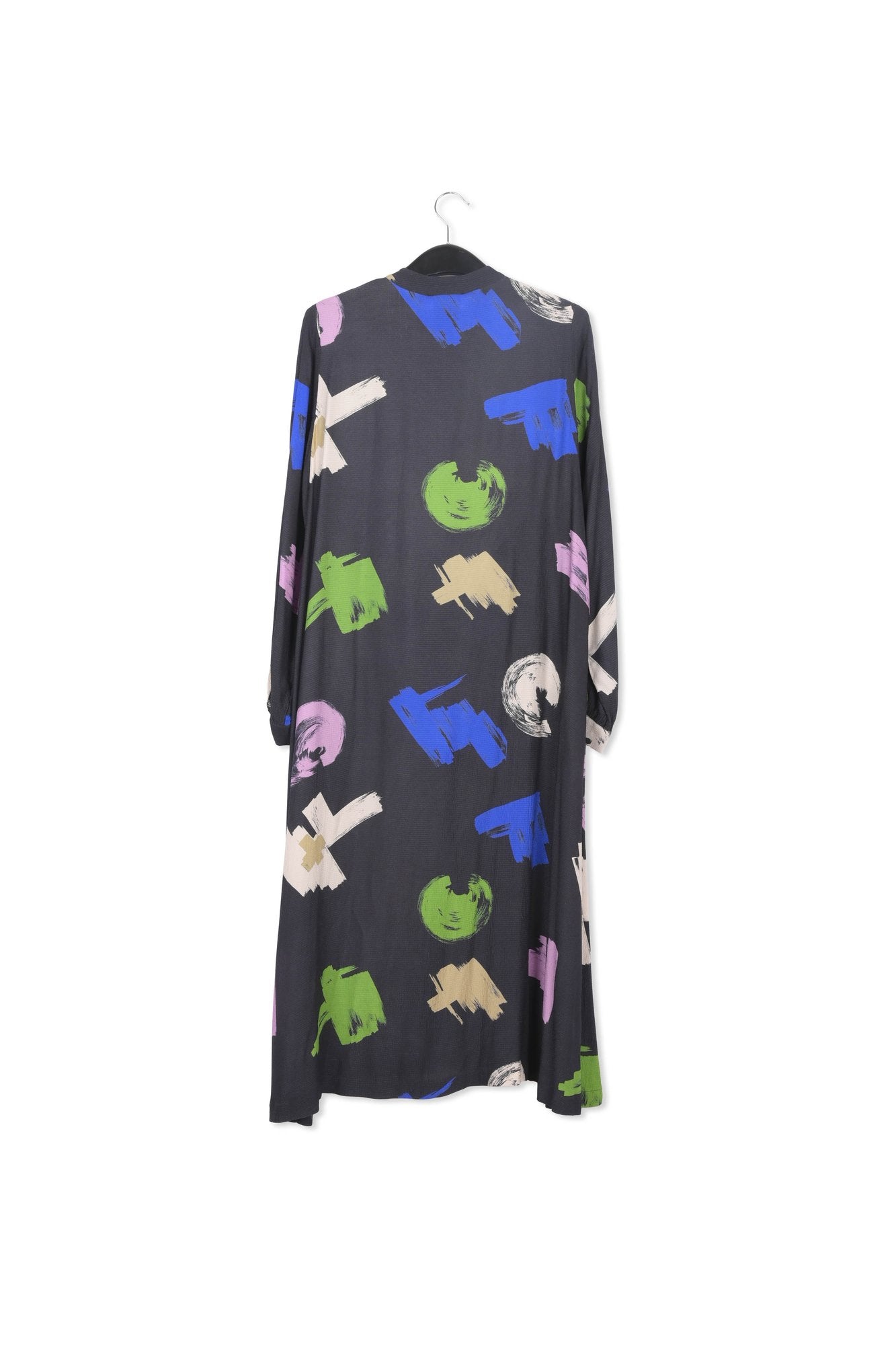 Robe chemise maxi bleue à imprimé graphique RE—SSENTIEL | Essentiel second hand