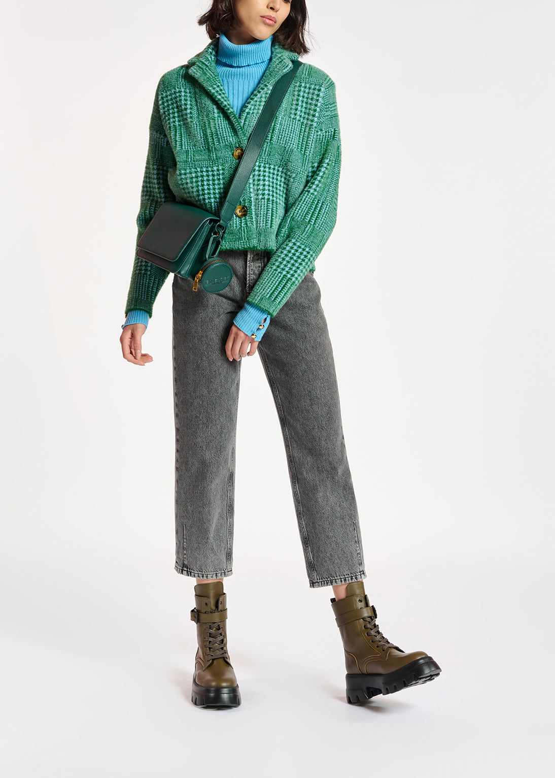 Blauwe ribgebreide trui met rolkraag RE—SSENTIEL | Essentiel second hand