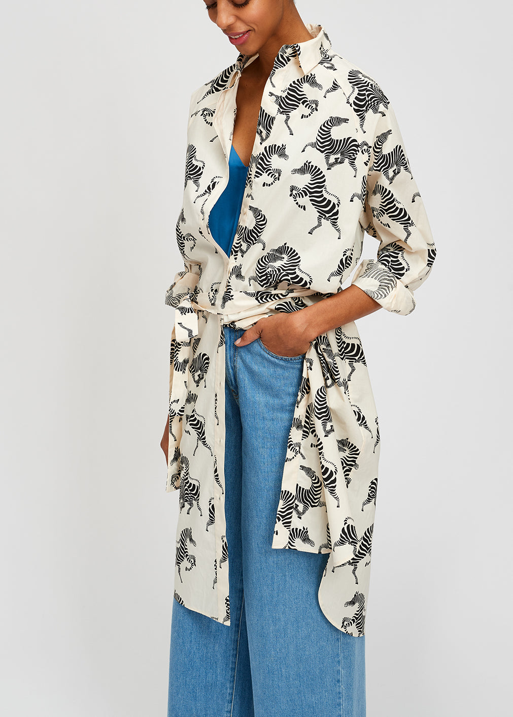 White shirt dress with zebra print RE—SSENTIEL | Essentiel second hand