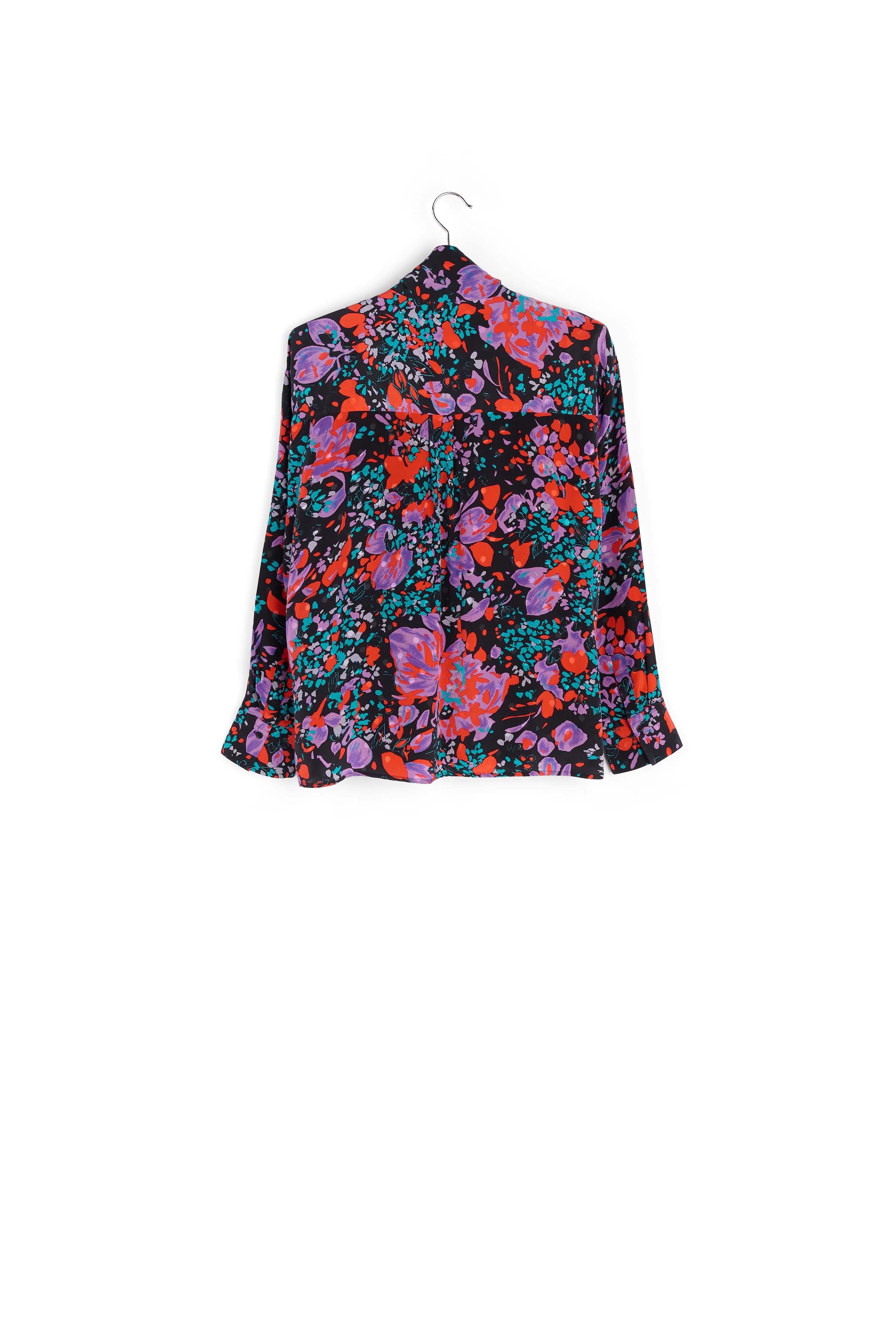 Black silk jacquard pussy-bow shirt RE—SSENTIEL | Essentiel second hand