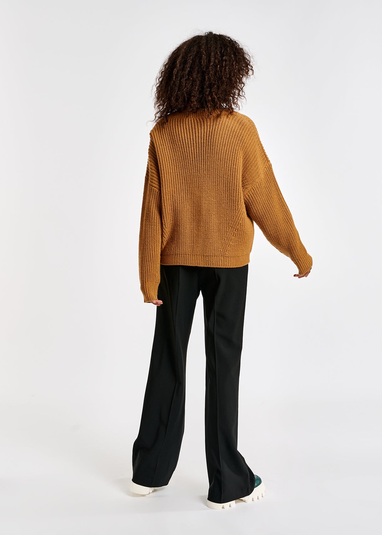 Camel ribbed-knit cardigan RE—SSENTIEL | Essentiel second hand