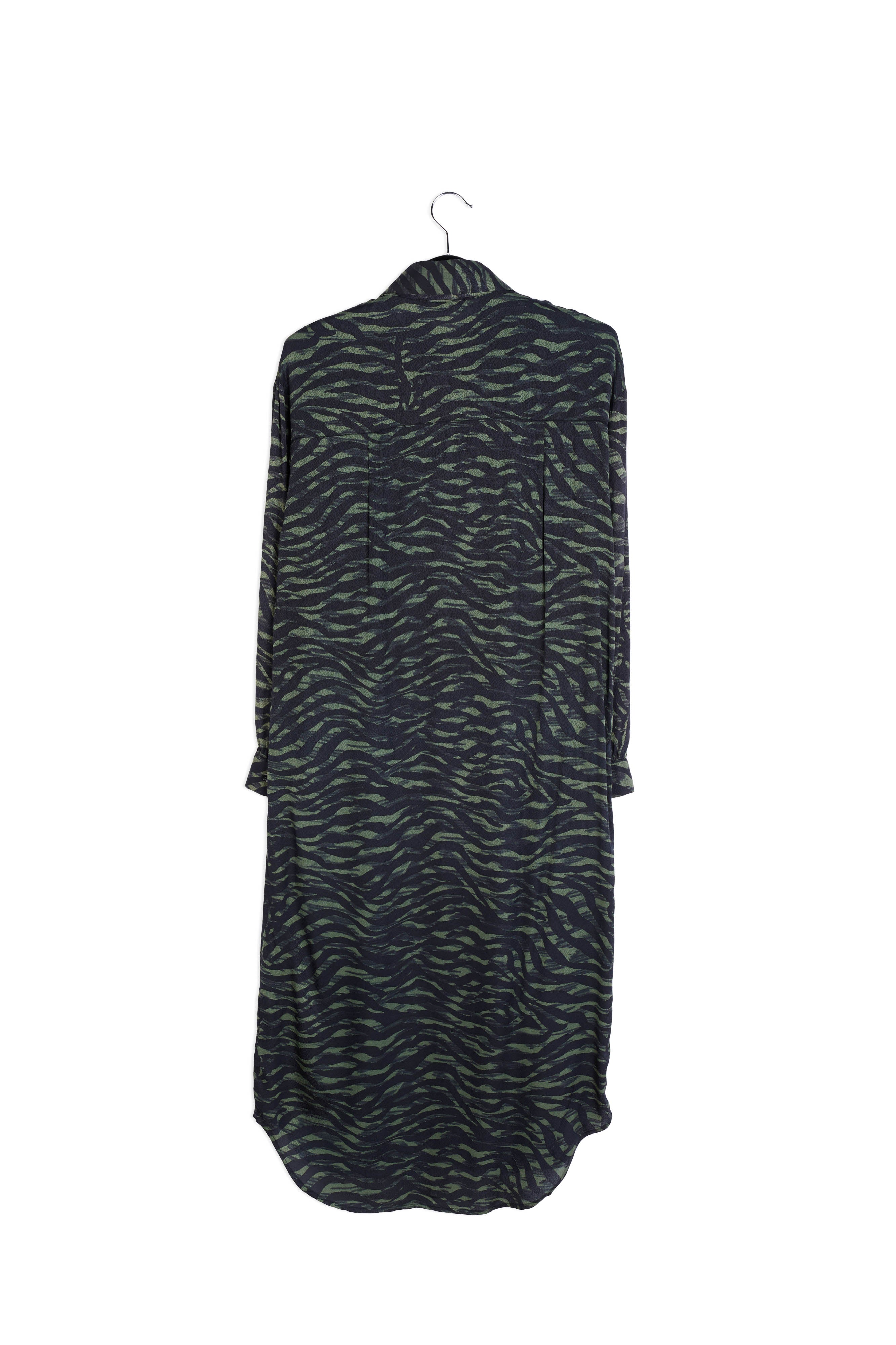 Green and black zebra print midi shirt dress RE—SSENTIEL | Essentiel second hand
