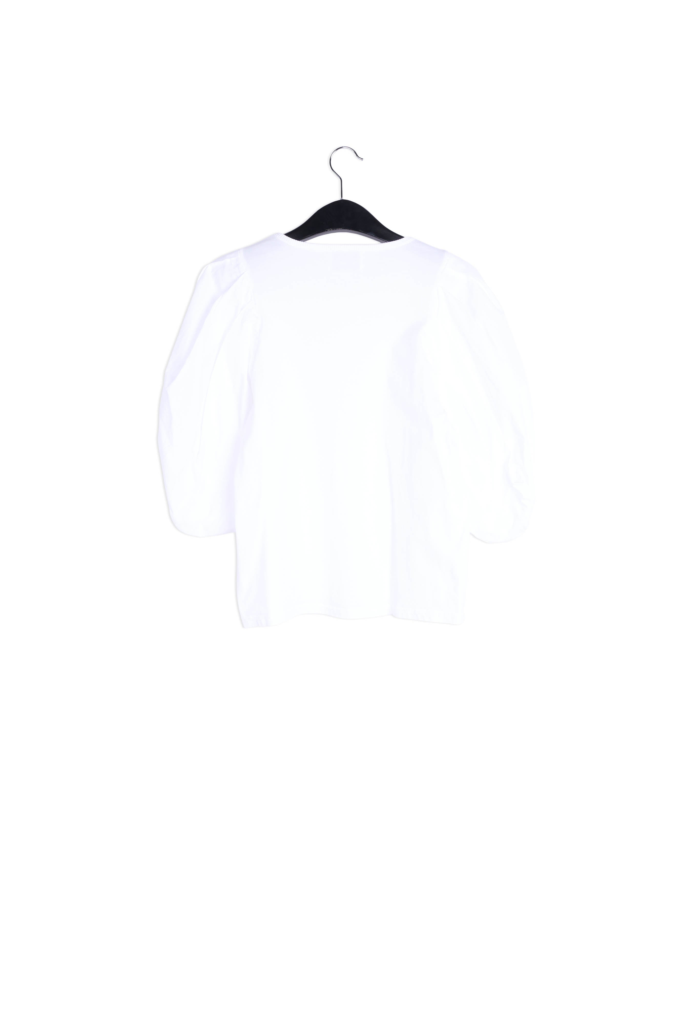 White jersey T-shirt with cotton-poplin sleeves RE—SSENTIEL | Essentiel second hand