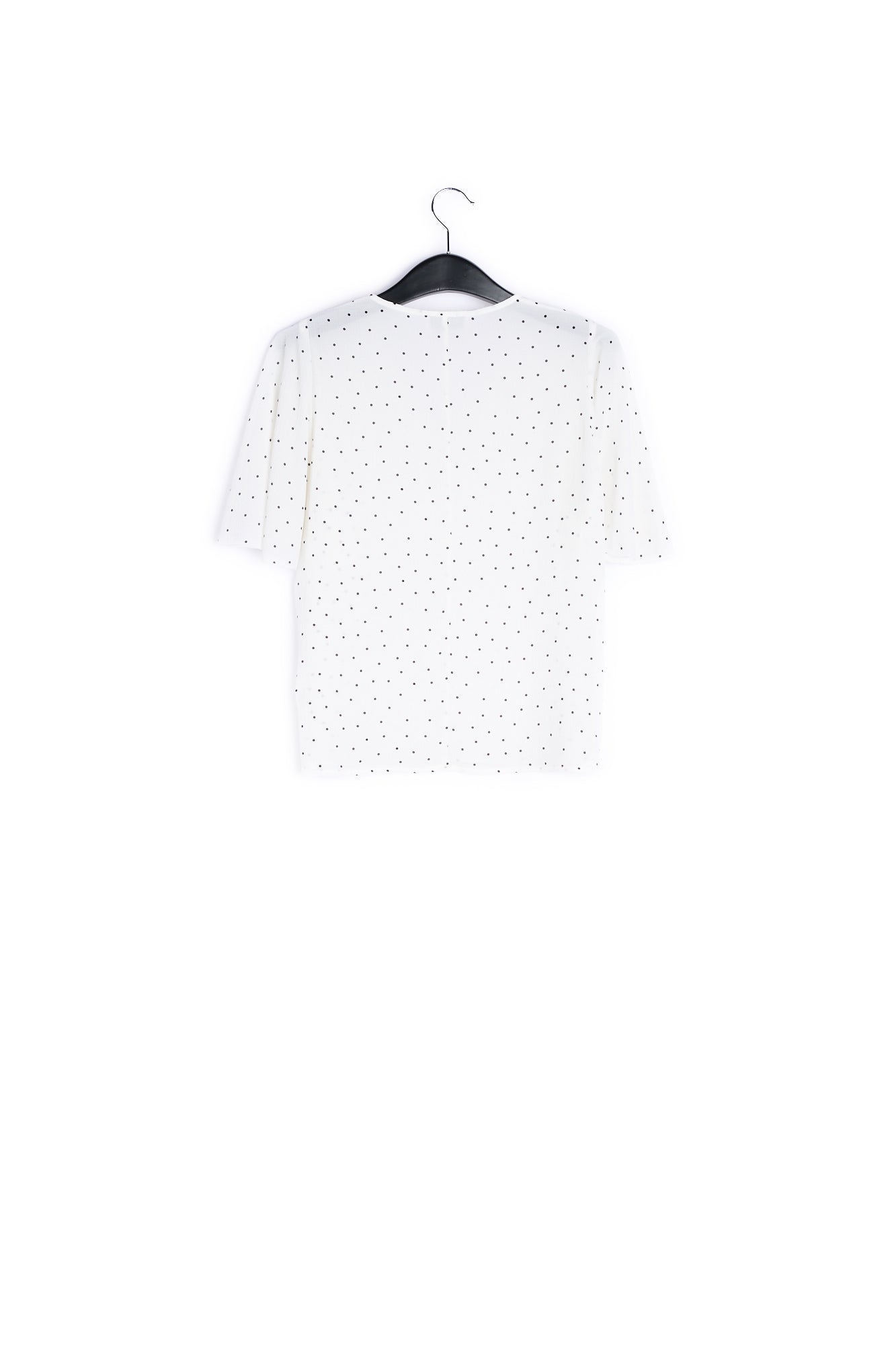 White polka dot v-neck top RE—SSENTIEL | Essentiel second hand