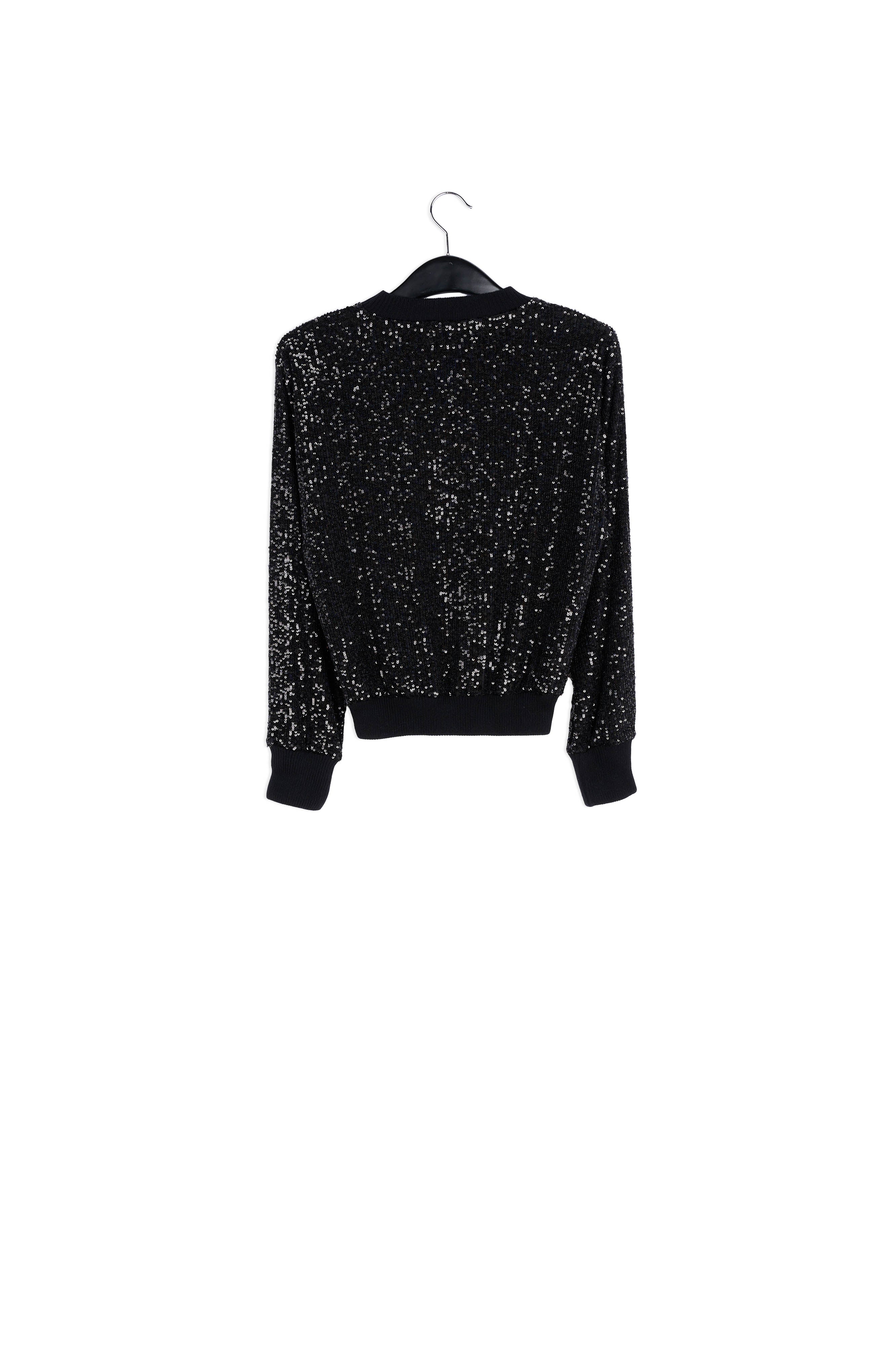 Zwarte gebreide trui met pailletten RE—SSENTIEL | Essentiel second hand