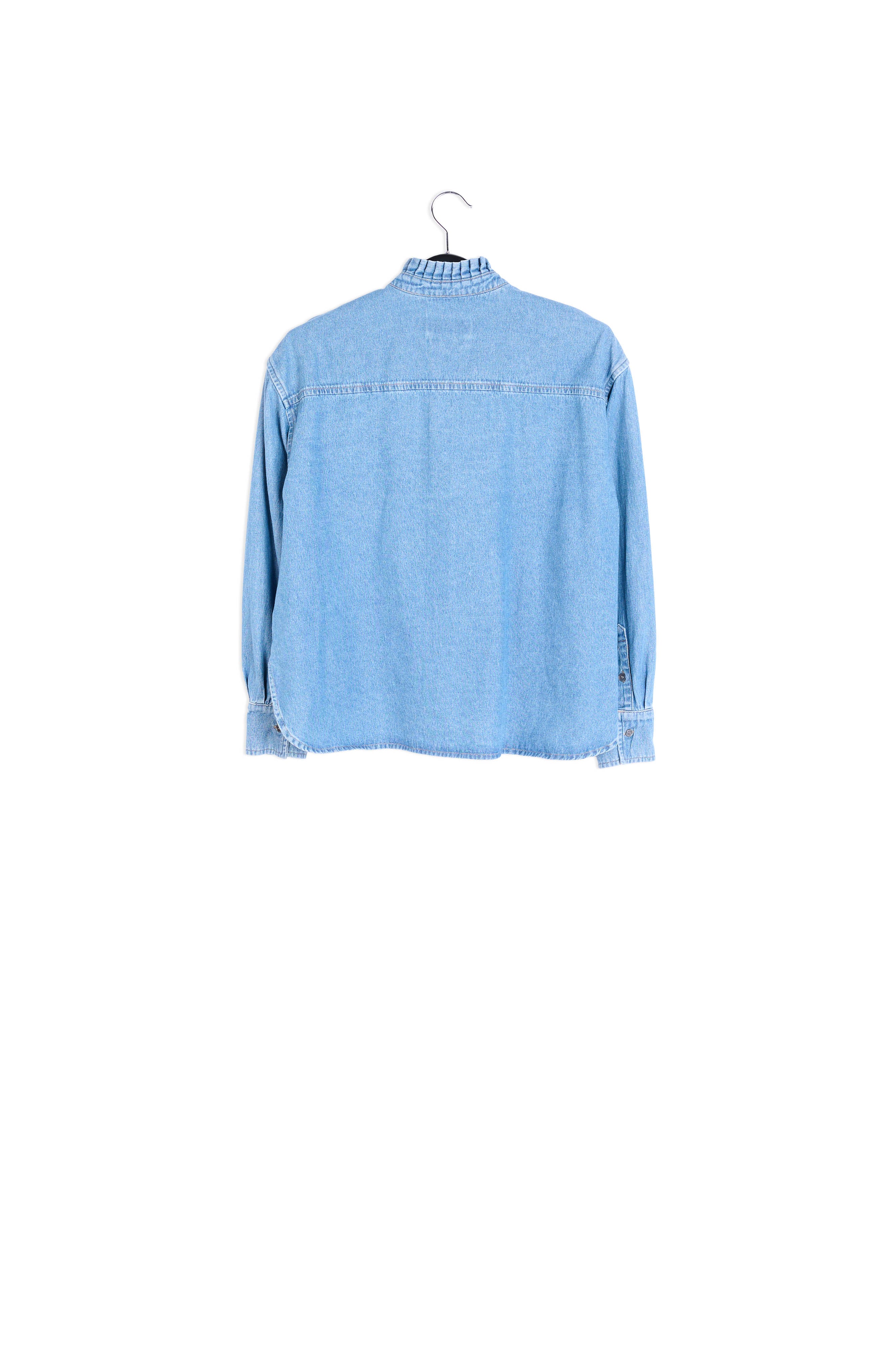 Blue denim shirt with frilled collar RE—SSENTIEL | Essentiel second hand