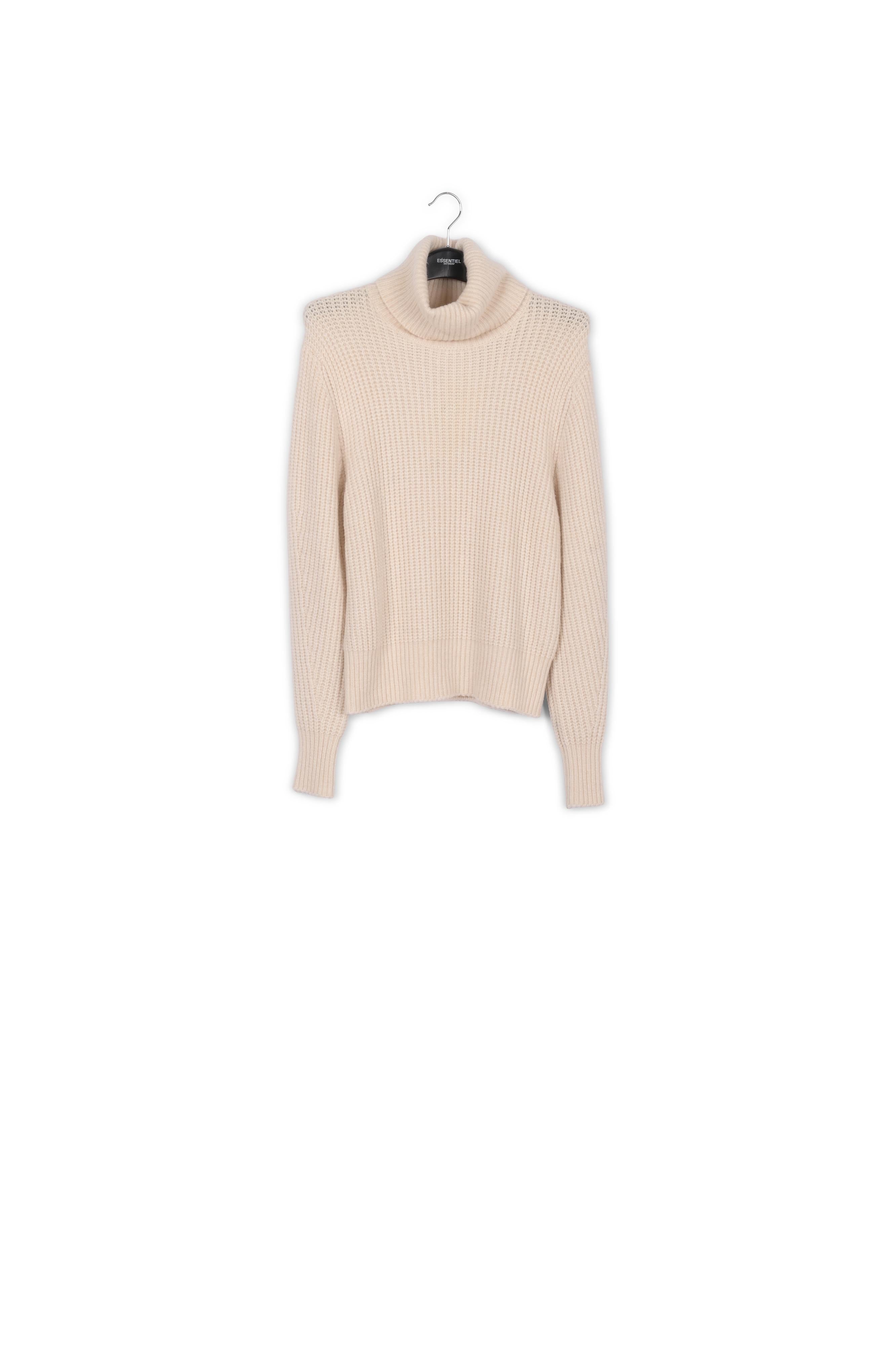 Pull beige à col roulé en maille côtelée RE—SSENTIEL | Essentiel second hand