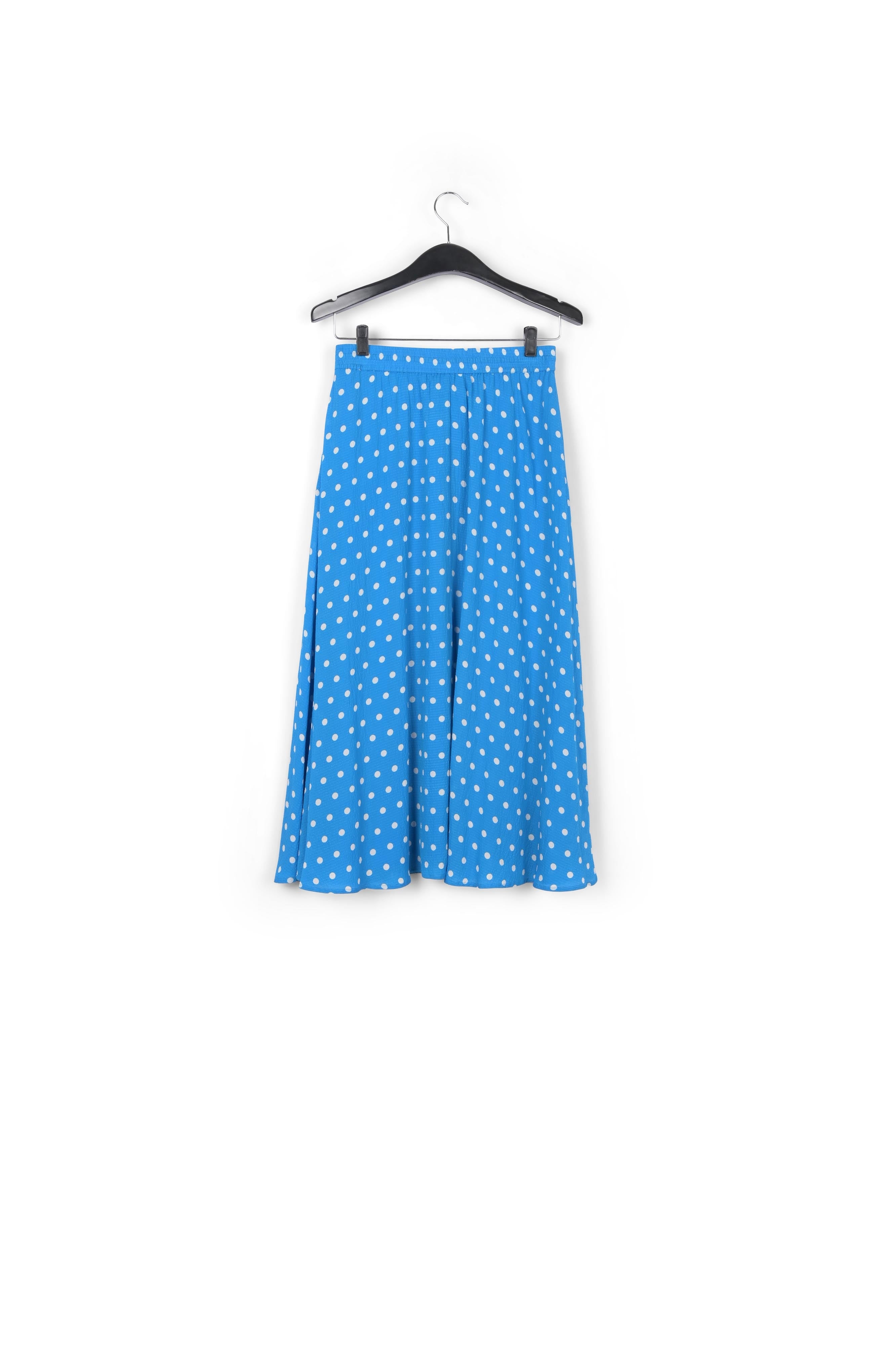 Blauwe midirok met witte stippen RE—SSENTIEL | Essentiel second hand
