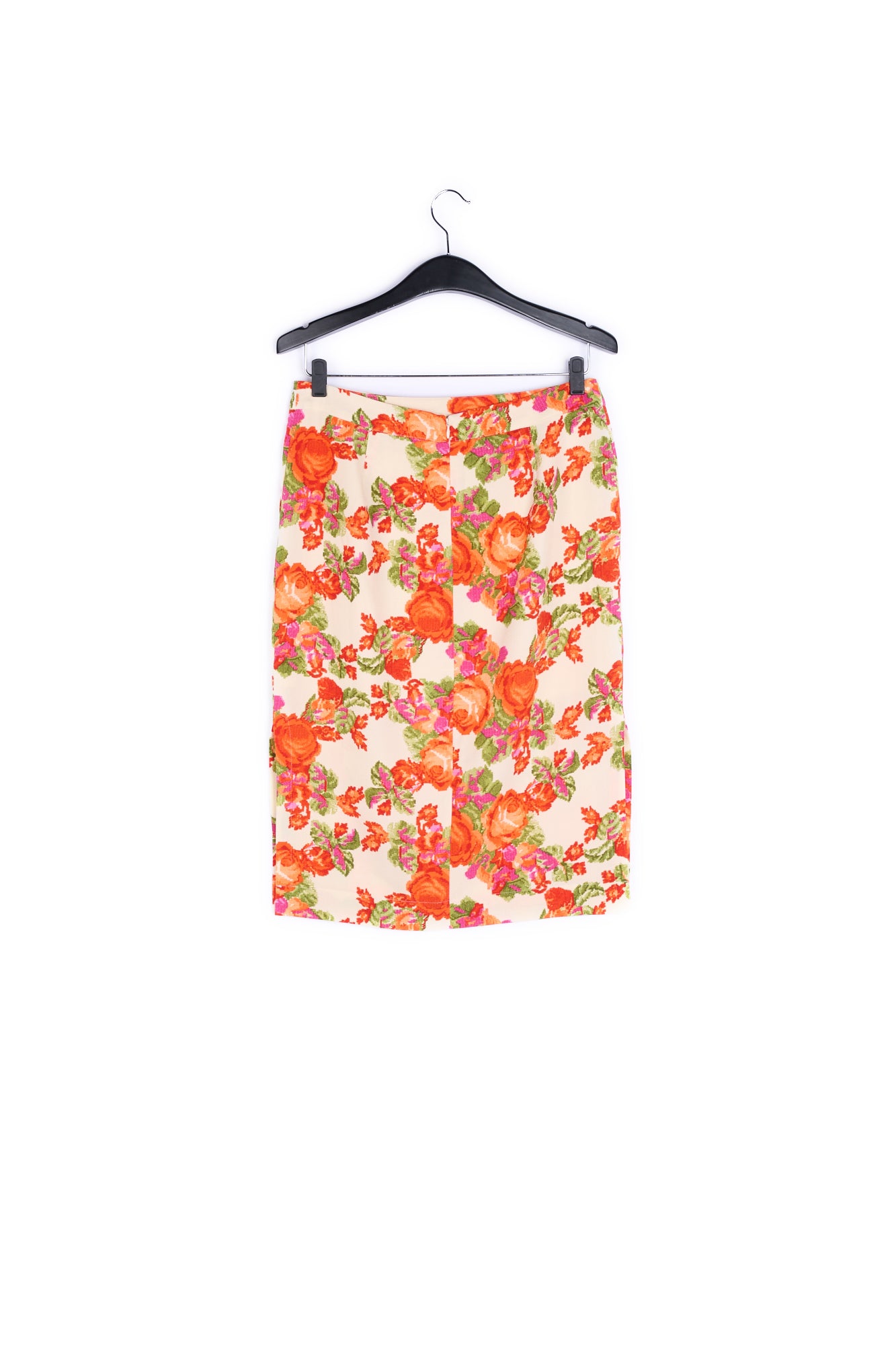 Orange and red flower print side slit skirt RE—SSENTIEL | Essentiel second hand