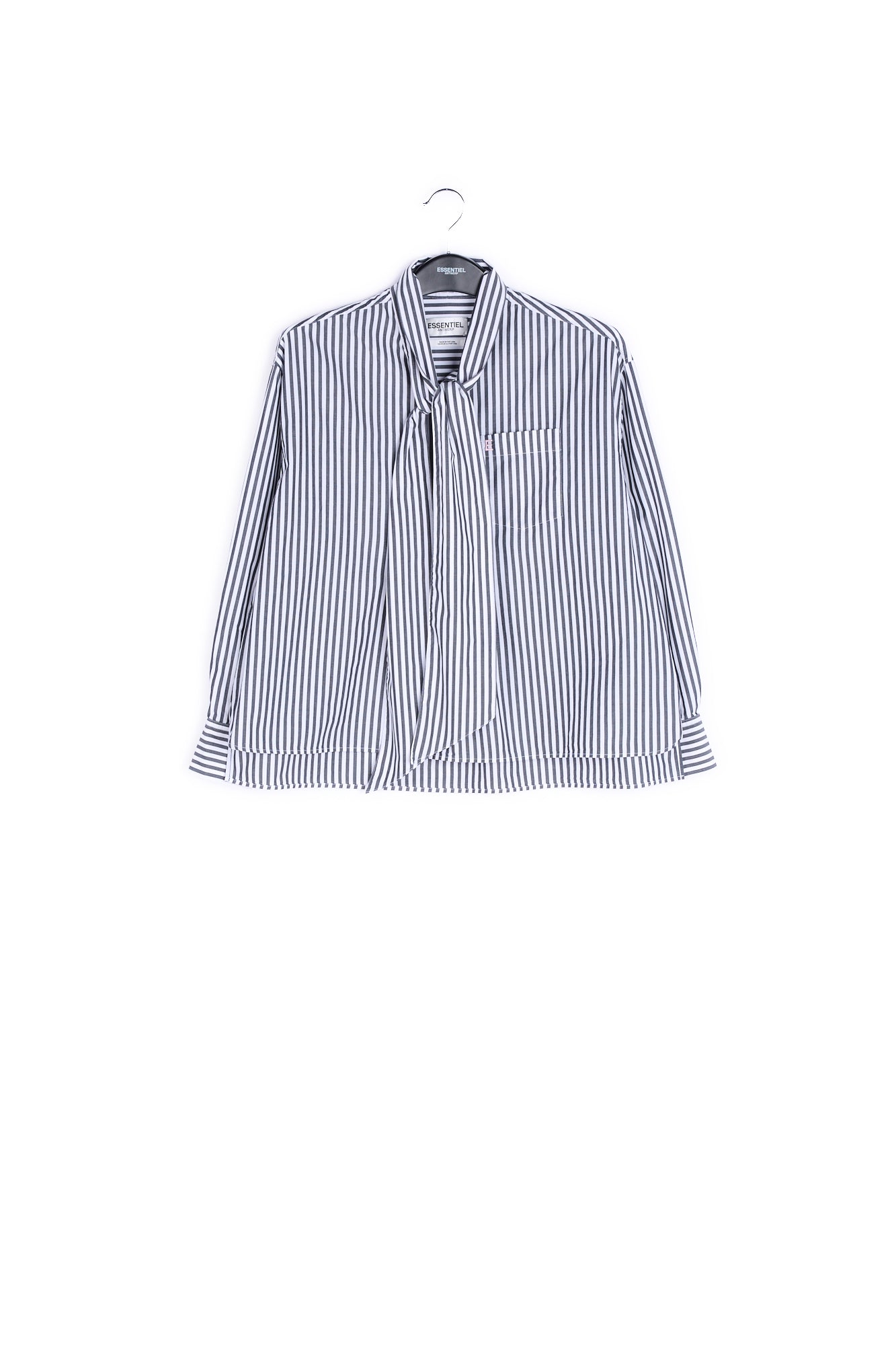 Black pop-over pussy bow shirt RE—SSENTIEL | Essentiel second hand