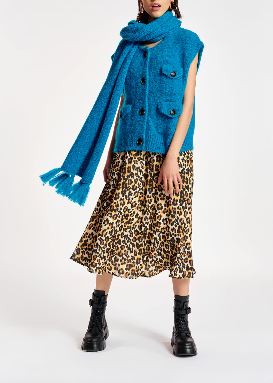 Leopard-print midi skirt RE—SSENTIEL | Essentiel second hand