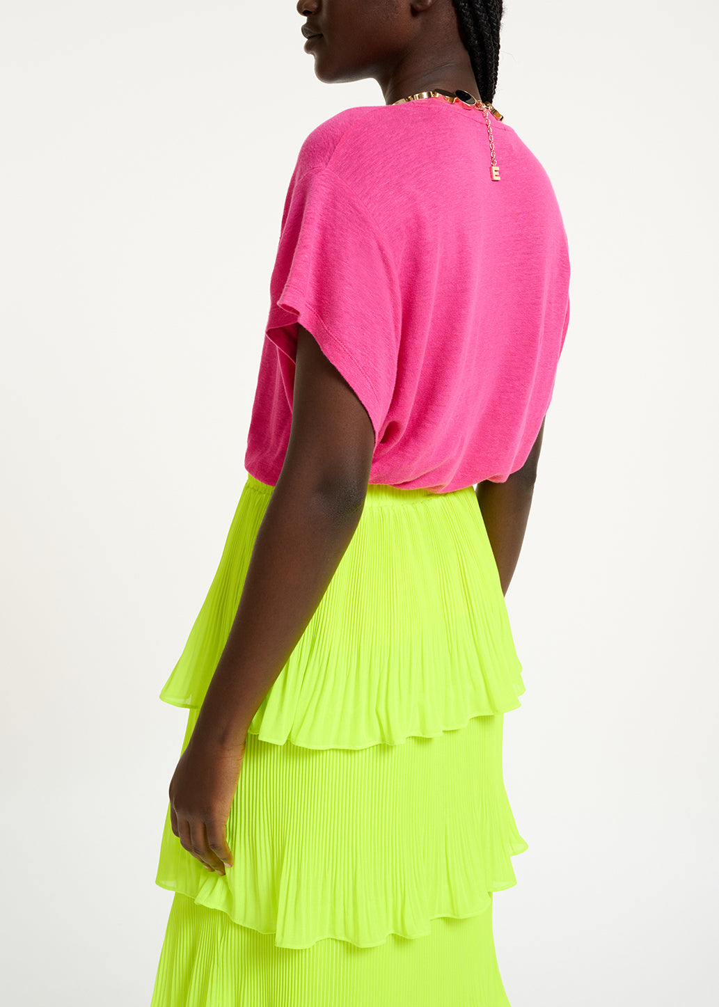 Fuchsia linen T-shirt RE—SSENTIEL | Essentiel second hand