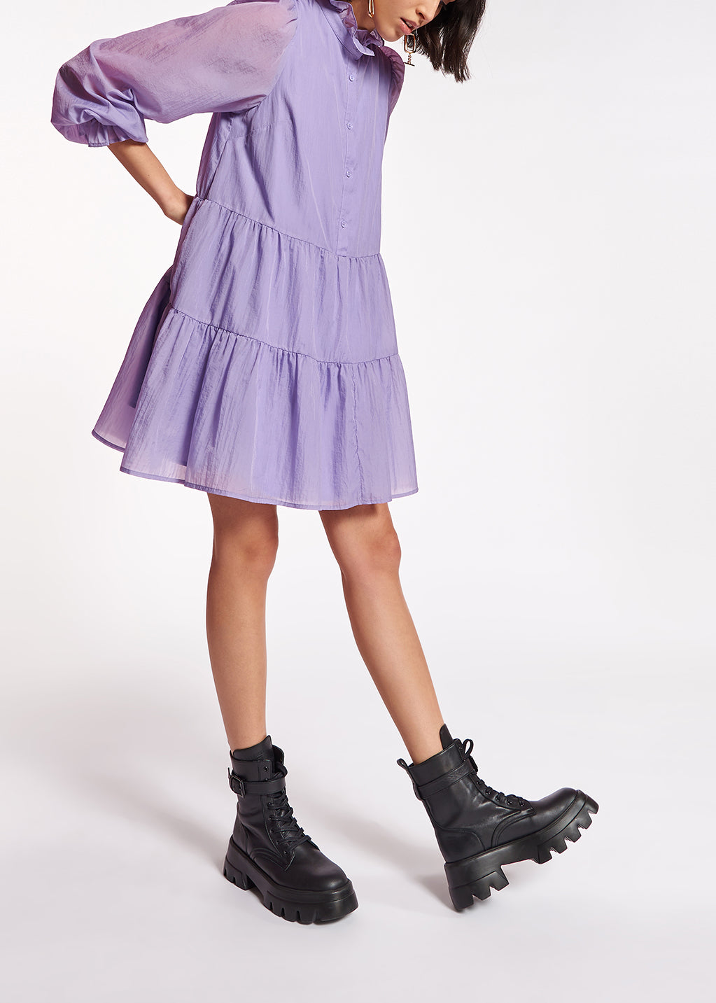 Mauve mini-jurk met volants RE—SSENTIEL | Essentiel second hand