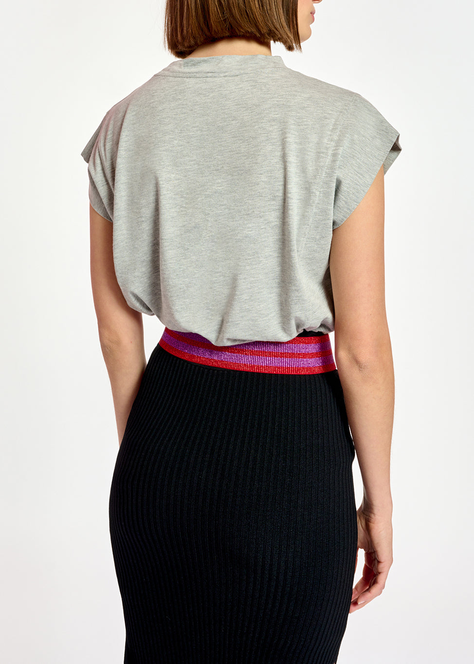 Grey cap-sleeve T-shirt RE—SSENTIEL | Essentiel second hand