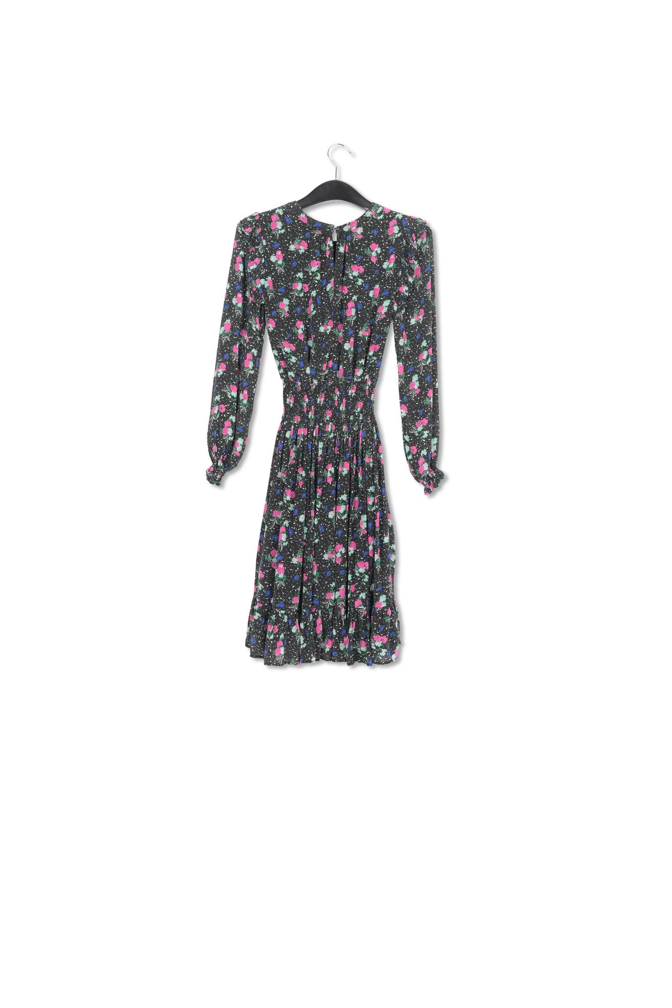 Black floral-print midi dress RE—SSENTIEL | Essentiel second hand
