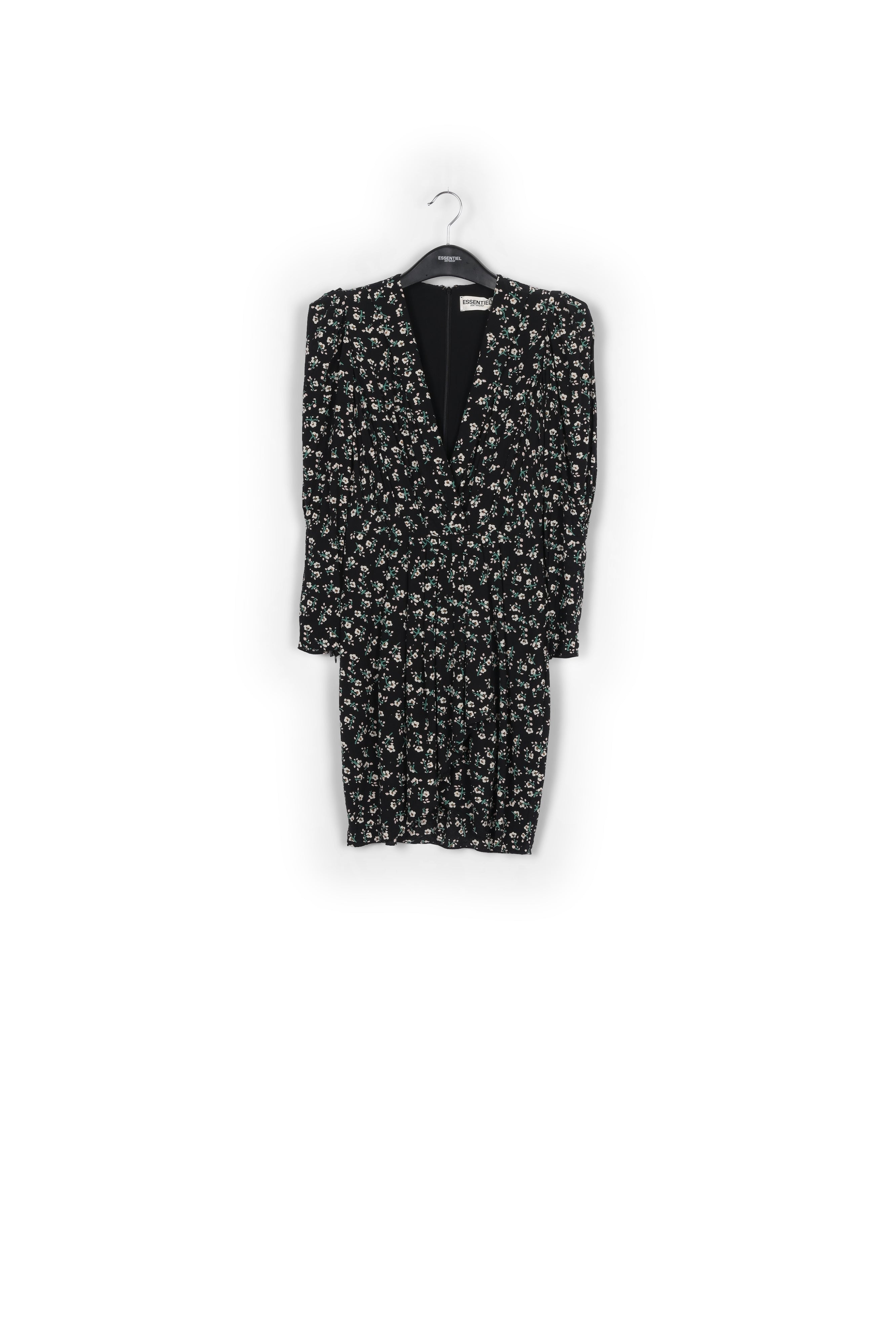 Black floral mini wrap dress RE—SSENTIEL | Essentiel second hand