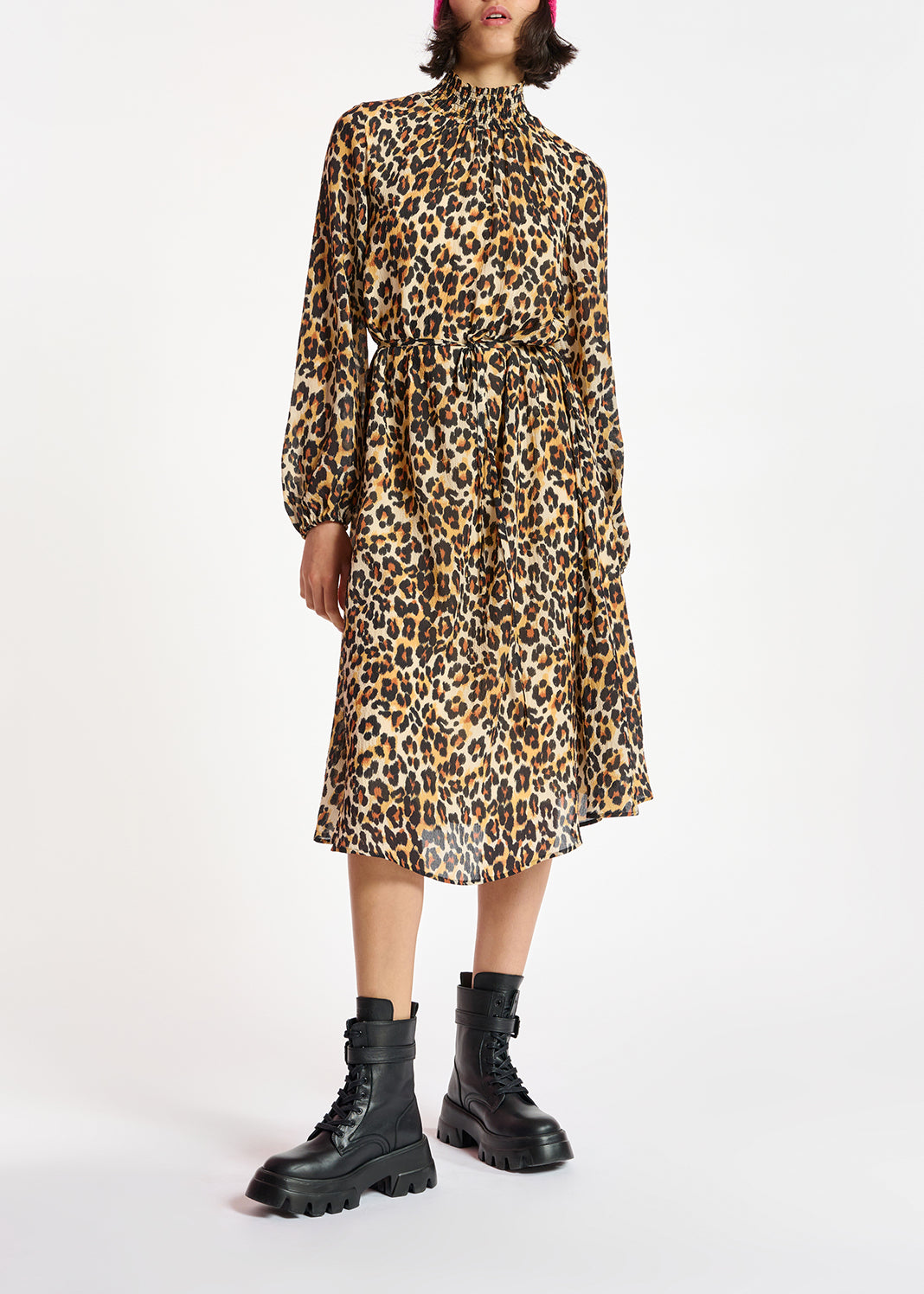 Midi-jurk met luipaardprint RE—SSENTIEL | Essentiel second hand