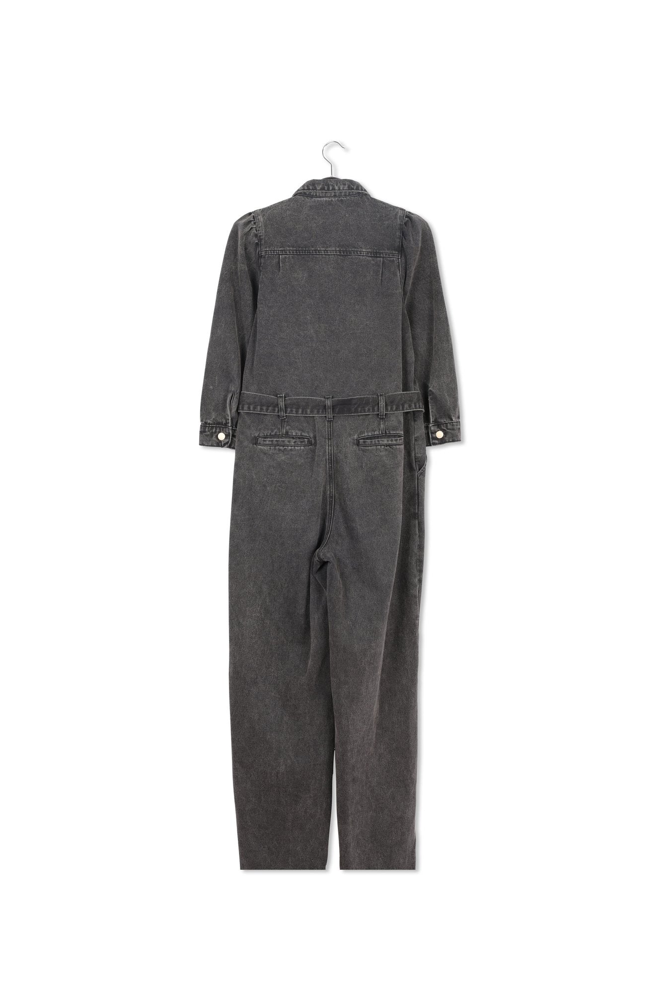 Dark grey belted denim jumpsuit RE—SSENTIEL | Essentiel second hand