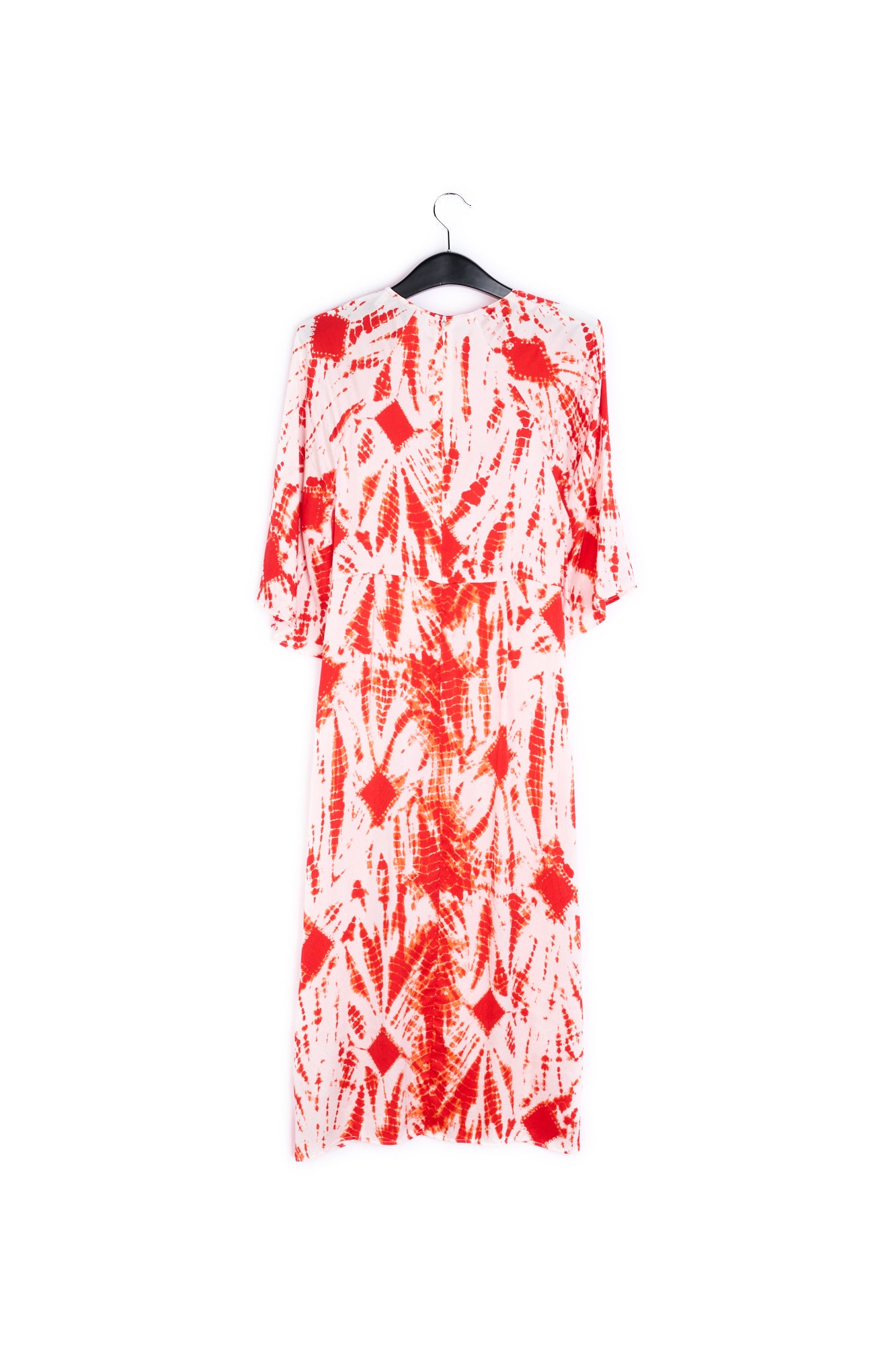 Off-white and green tie-dyed silk midi dress RE—SSENTIEL | Essentiel second hand
