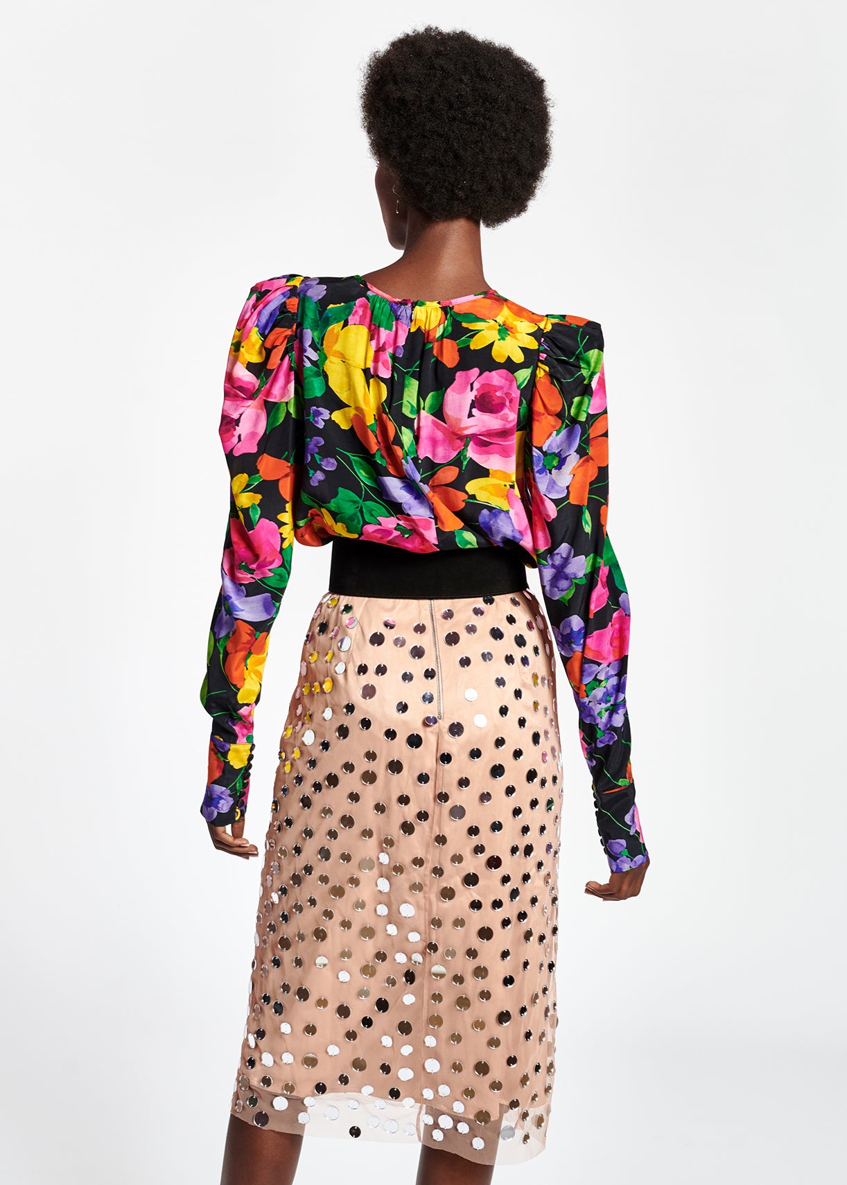 Peach mirror-embellished midi skirt RE—SSENTIEL | Essentiel second hand