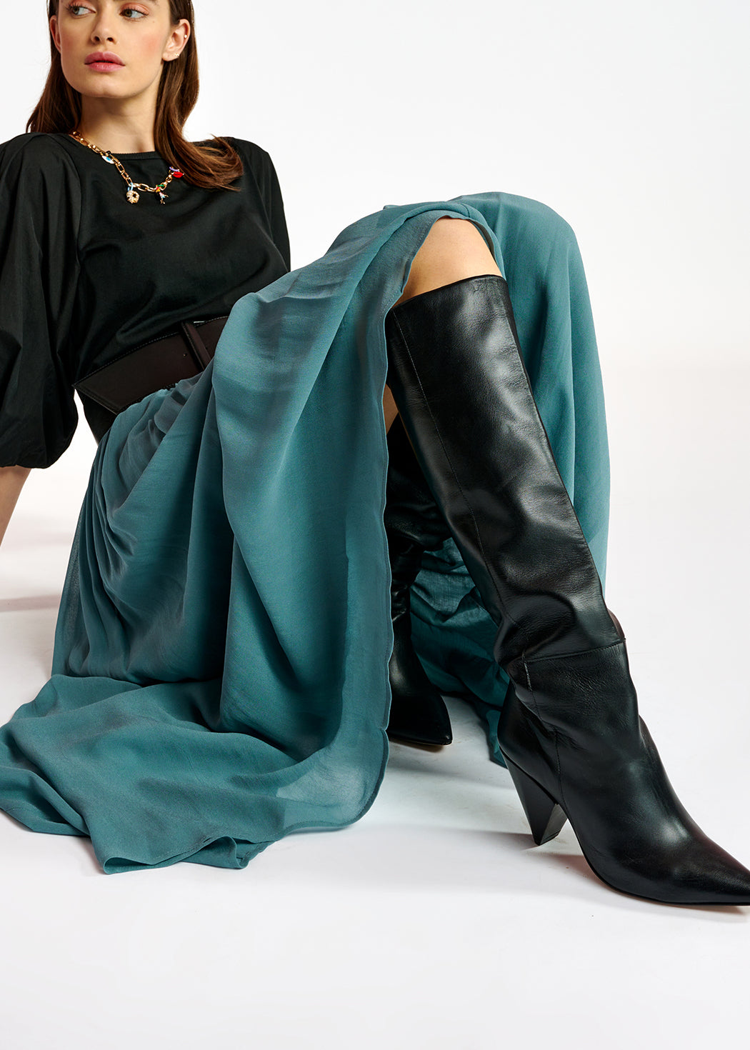 Bleu maxi-length skirt RE—SSENTIEL | Essentiel second hand