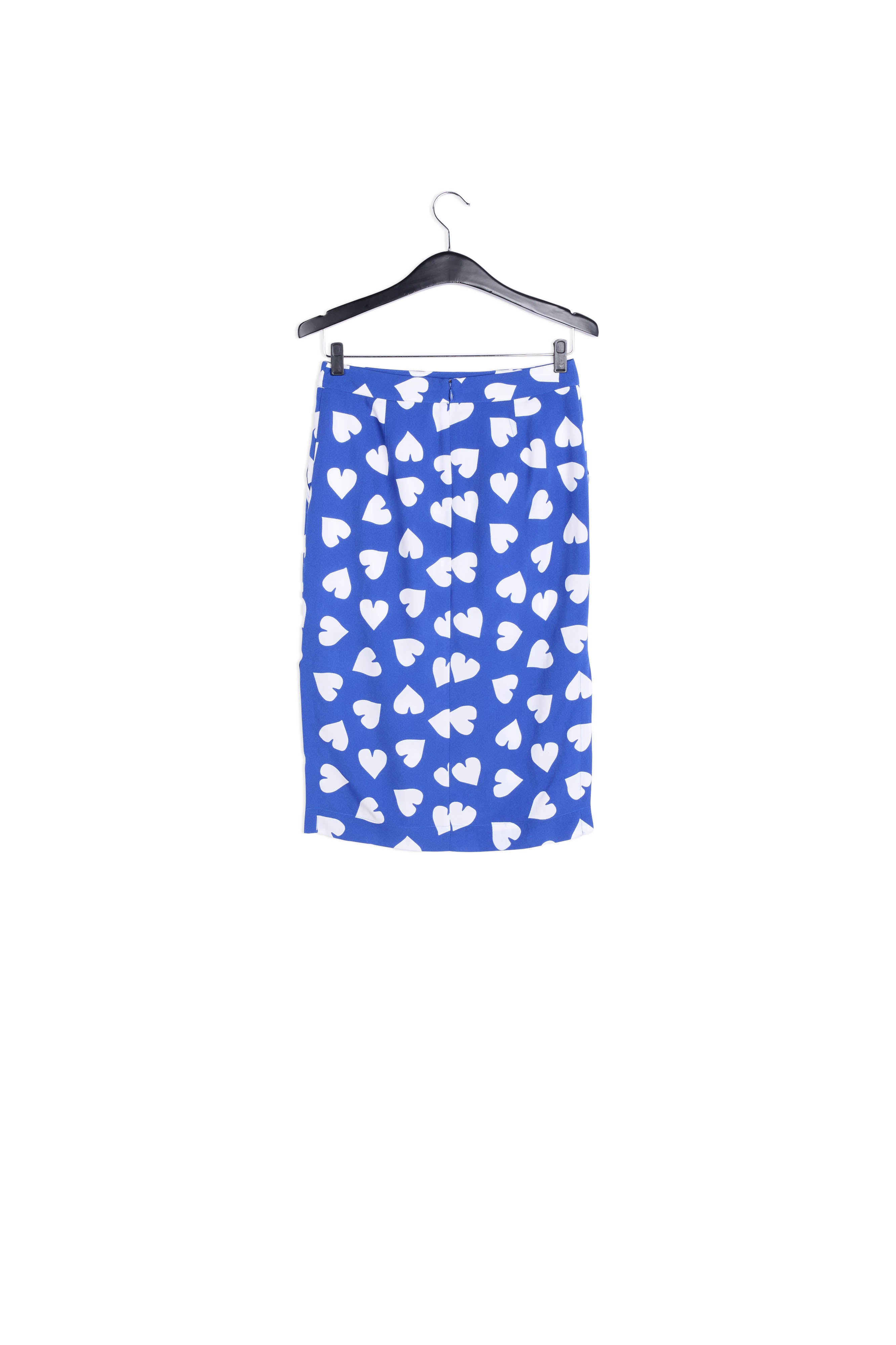 Blue straight skirt with white heart print RE—SSENTIEL | Essentiel second hand