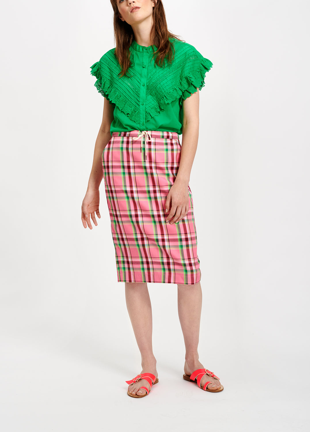 Groene top met ruches RE—SSENTIEL | Essentiel second hand