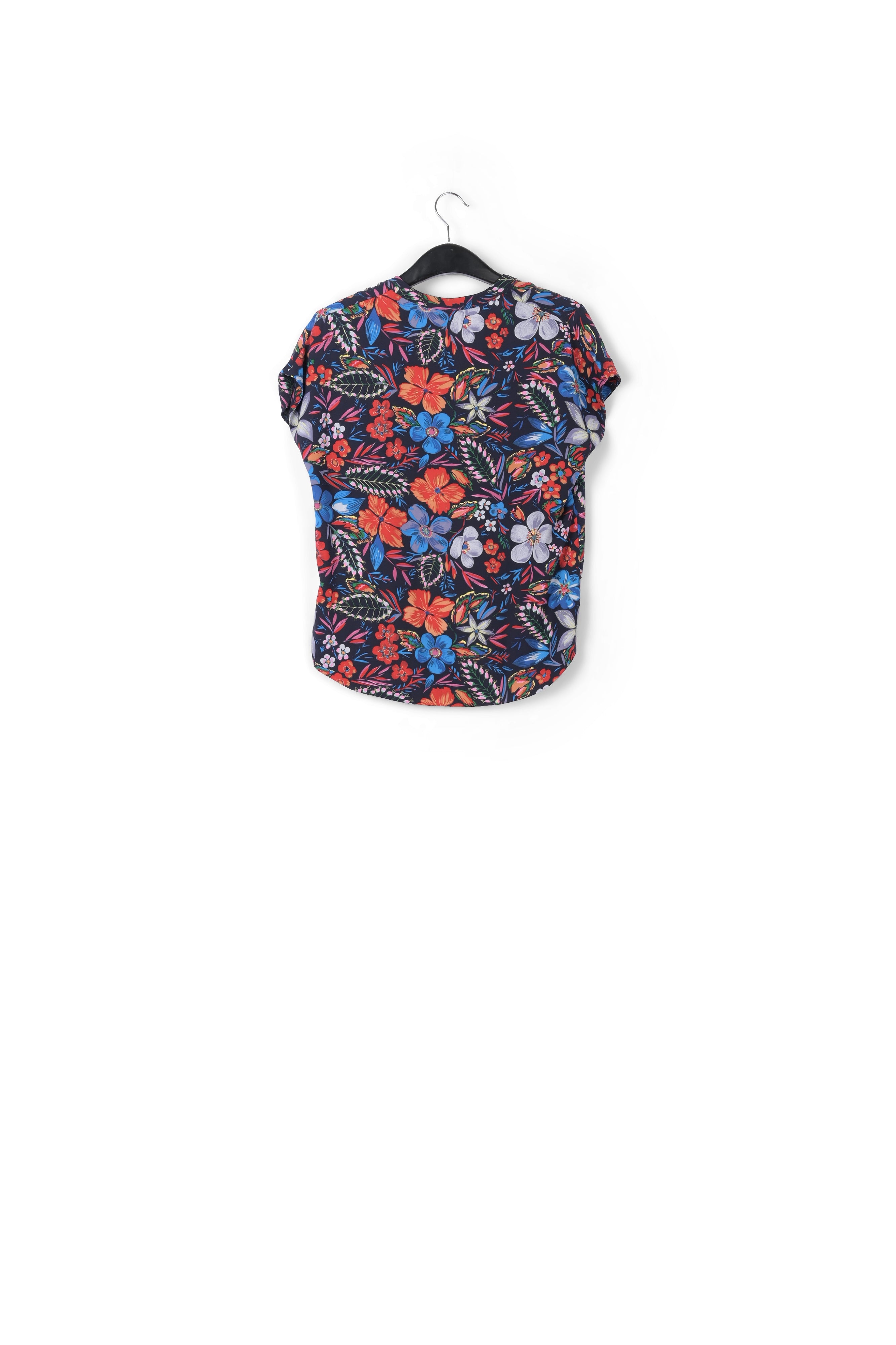 Dark blue floral V-neckline top RE—SSENTIEL | Essentiel second hand