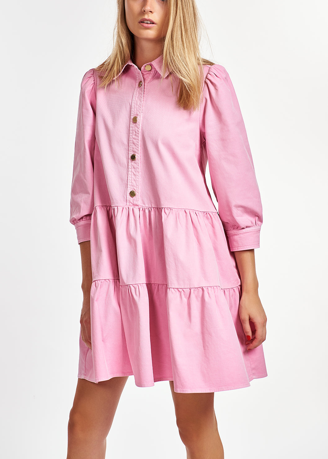 Roze midi-jeansjurk met A-lijn RE—SSENTIEL | Essentiel second hand