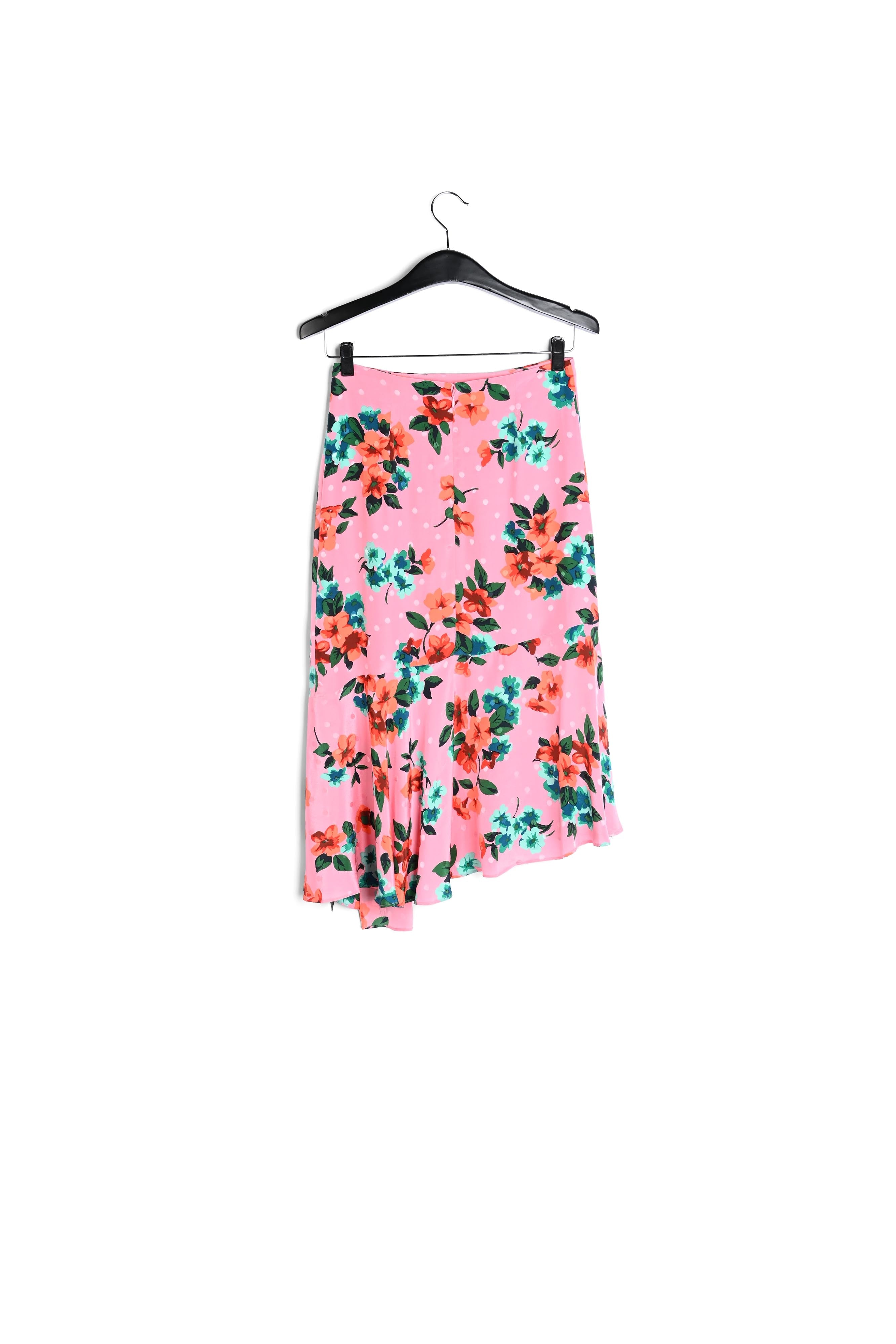 Jupe rose en soie à fleurs et à pois RE—SSENTIEL | Essentiel second hand