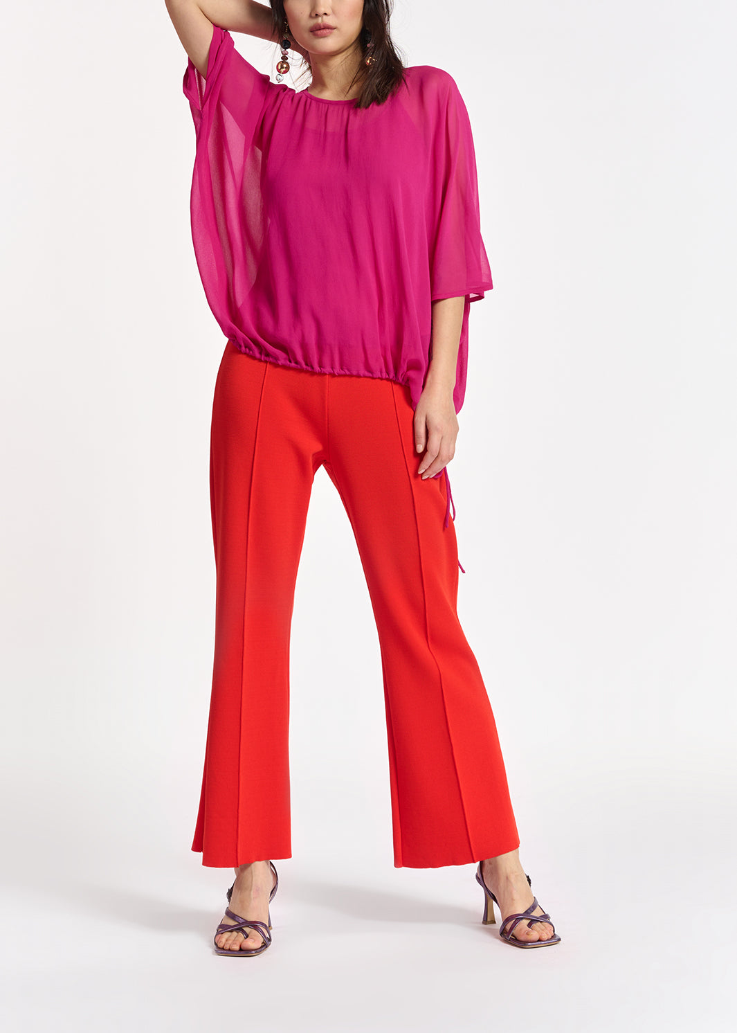 Pink voluminous sheer top RE—SSENTIEL | Essentiel second hand