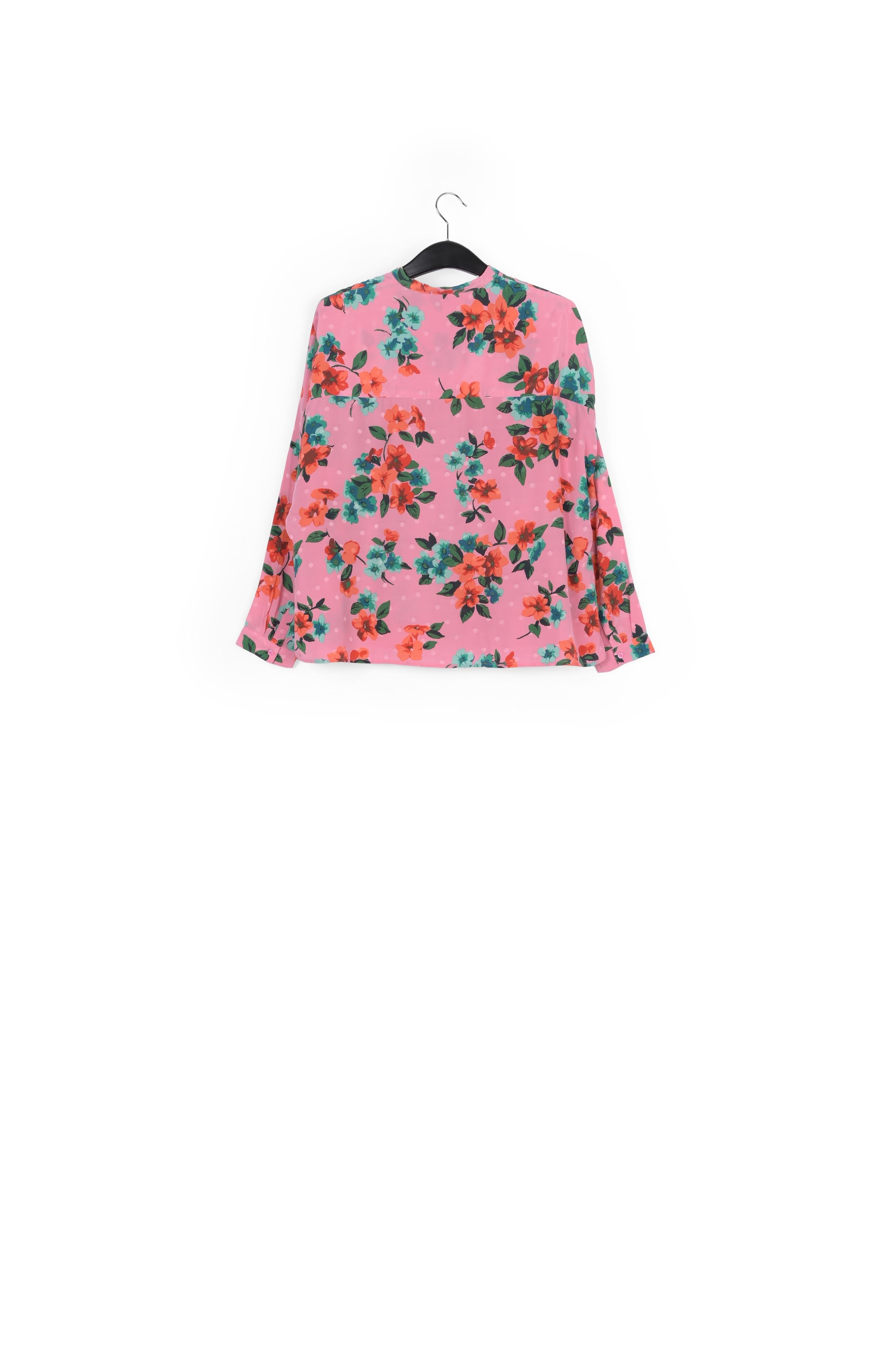 Pink floral and polka dot silk buttoned blouse RE—SSENTIEL | Essentiel second hand
