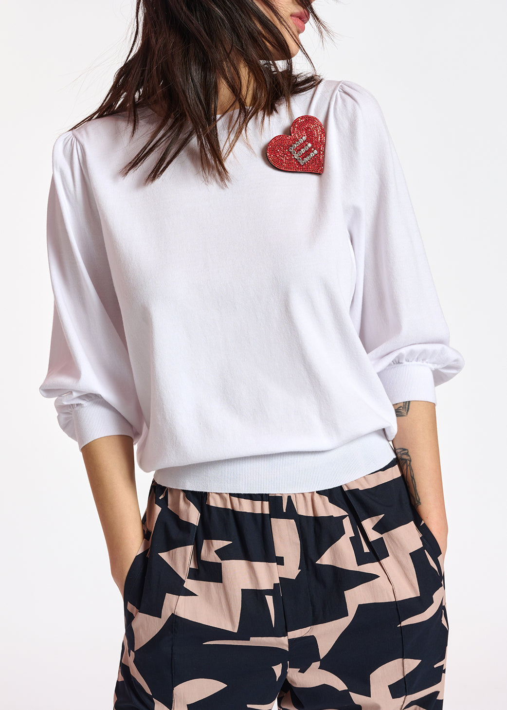 Gebroken witte trui met pofschouders RE—SSENTIEL | Essentiel second hand