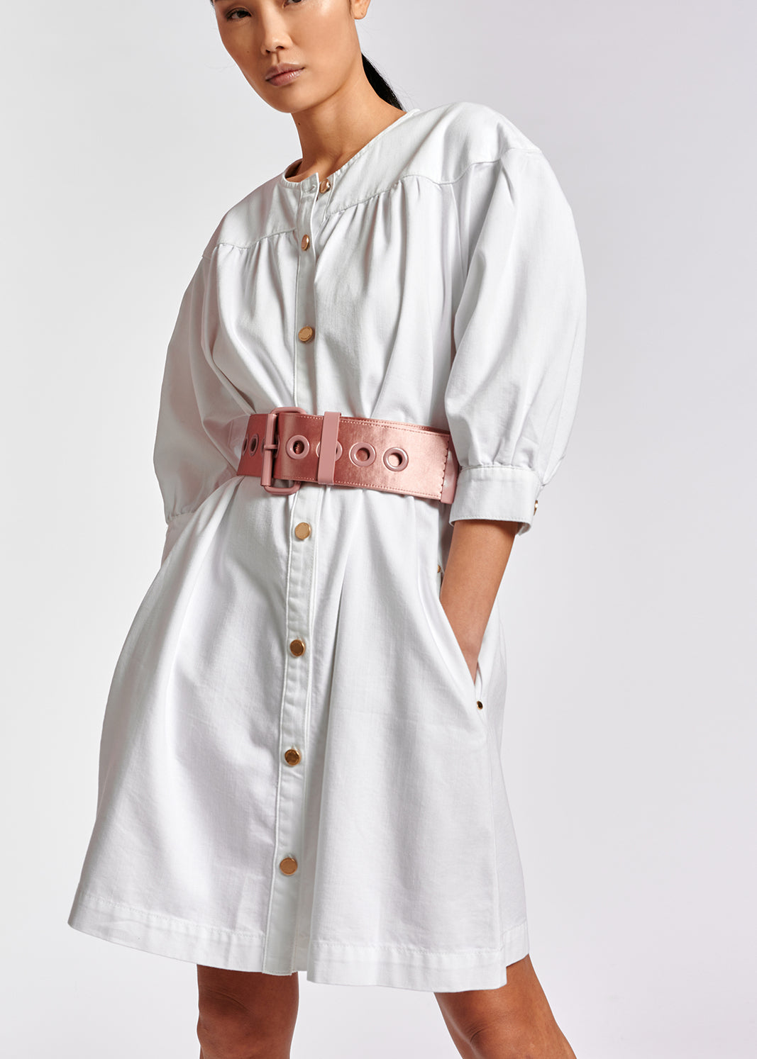White denim mini dress RE—SSENTIEL | Essentiel second hand