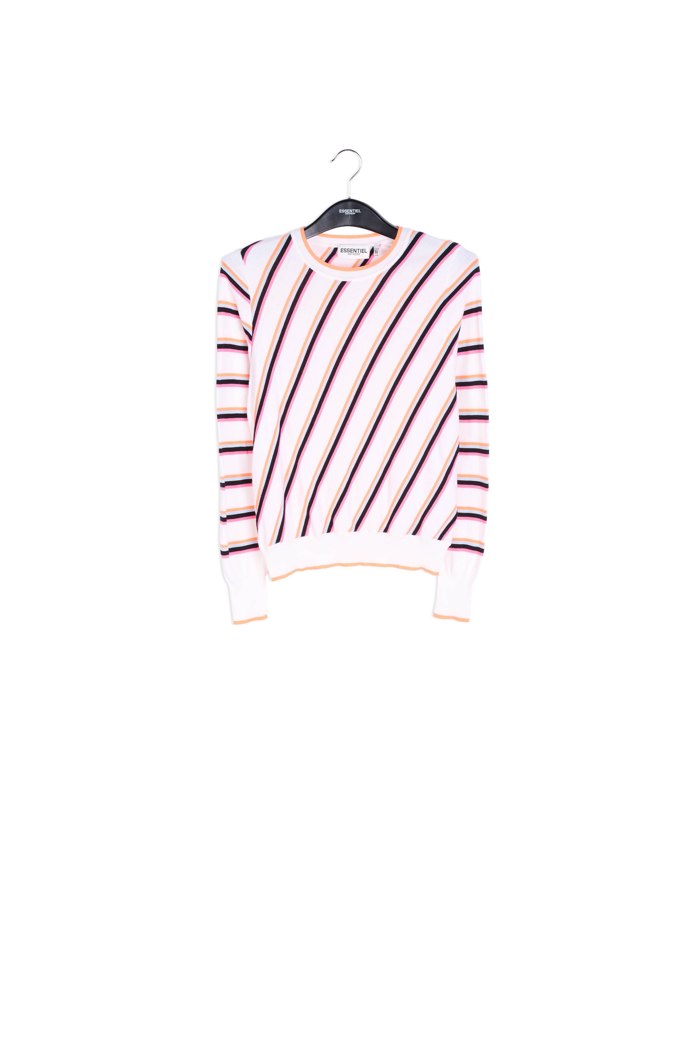 Off-white sweater with neon stripes RE—SSENTIEL | Essentiel second hand