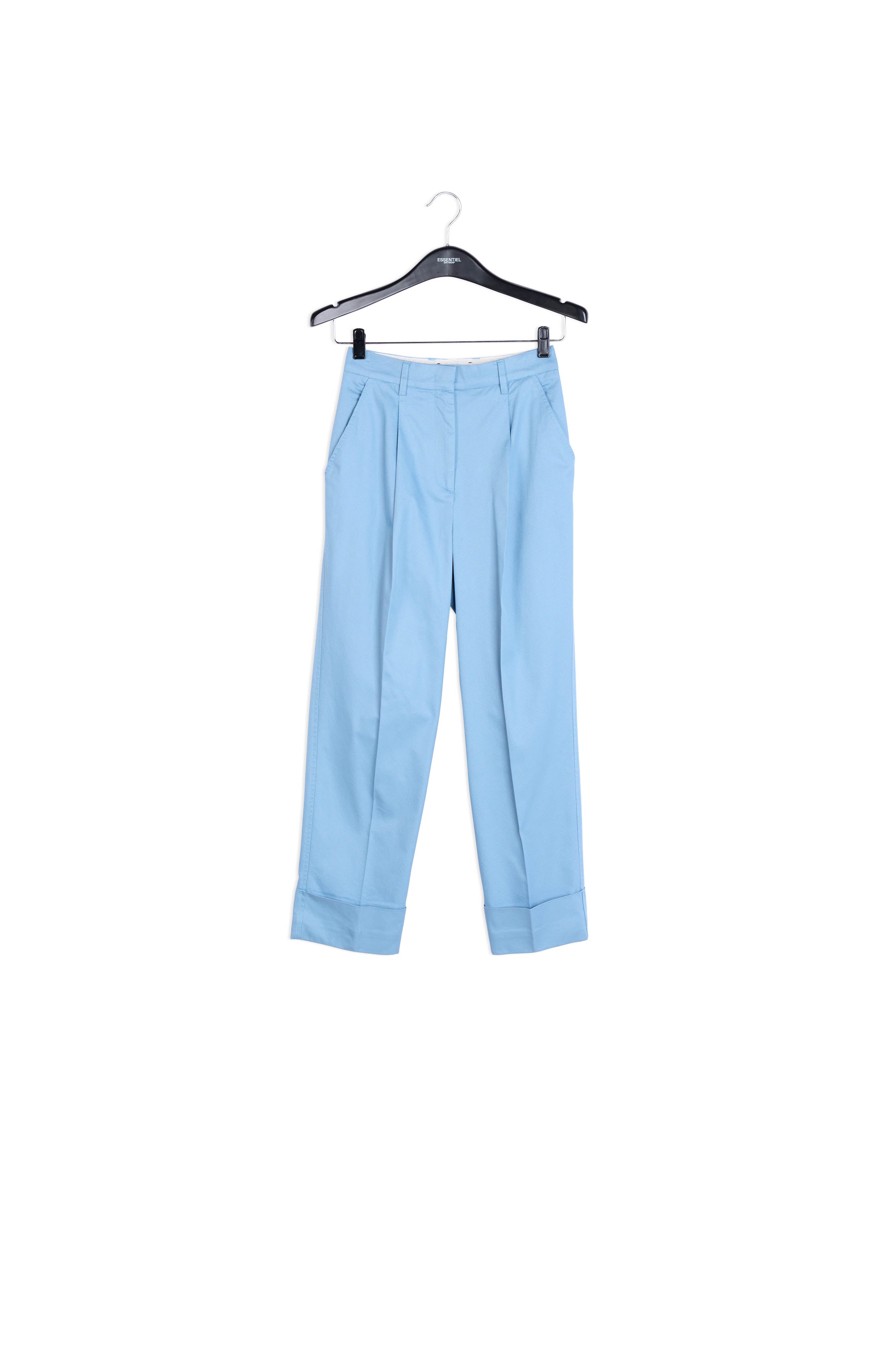 Lichtblauwe katoenmix broek met rechte pijpen RE—SSENTIEL | Essentiel second hand