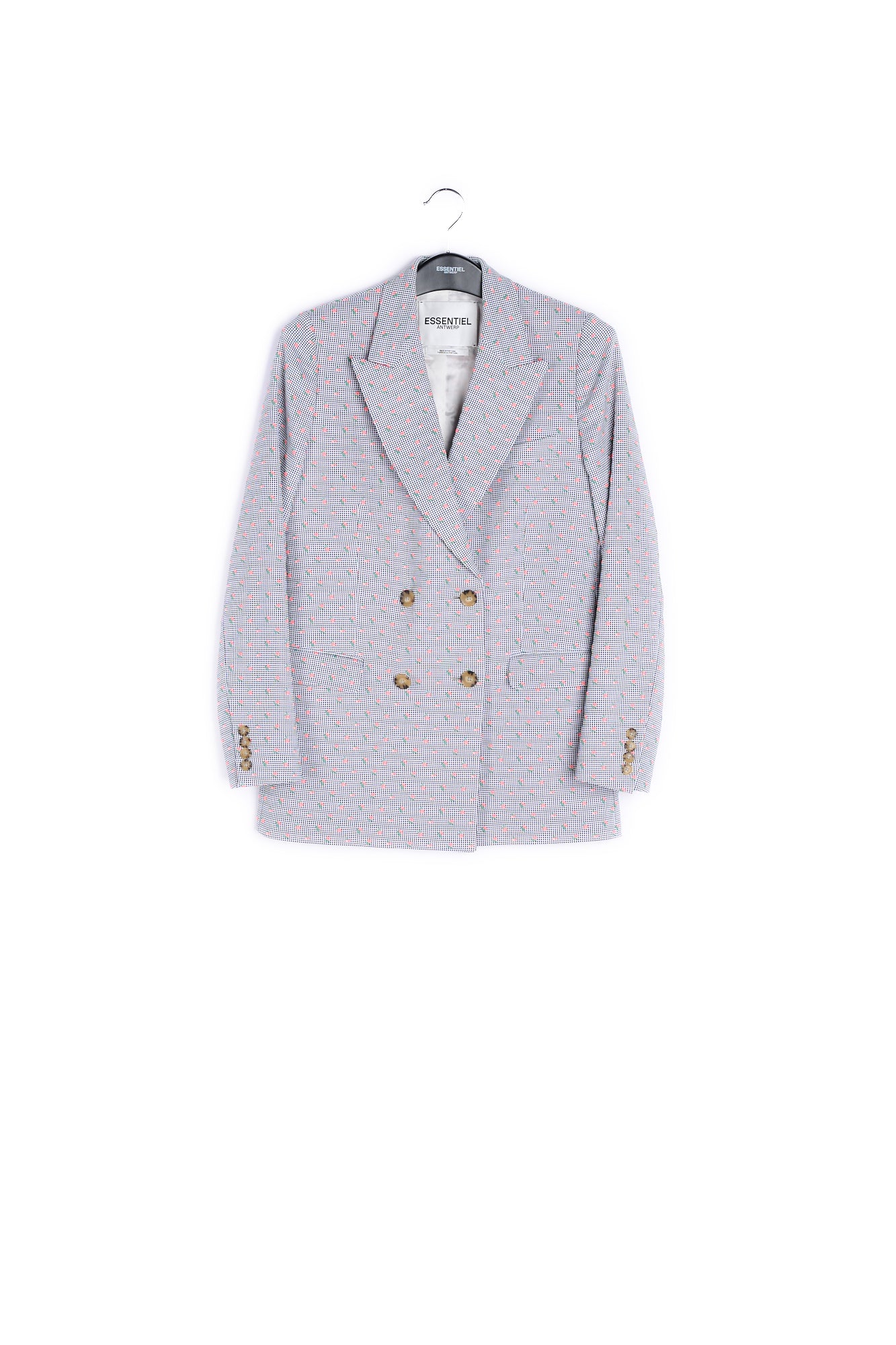 Veste croisée à imprimé vichy blanc cassé et noir RE—SSENTIEL | Essentiel second hand