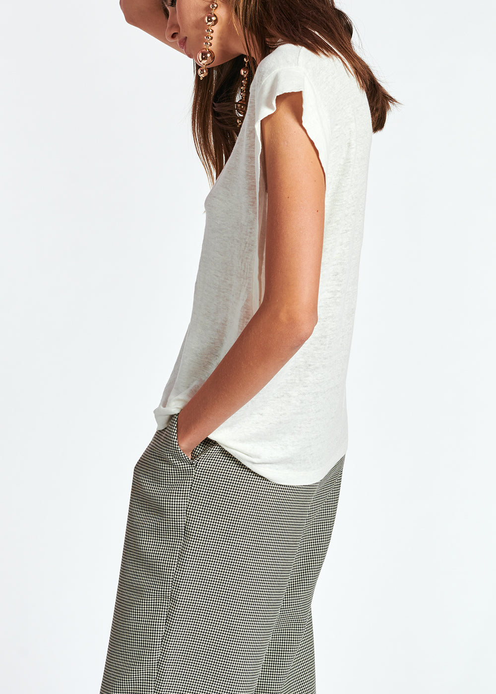 Off-white linen relaxed-fit T-shirt RE—SSENTIEL | Essentiel second hand