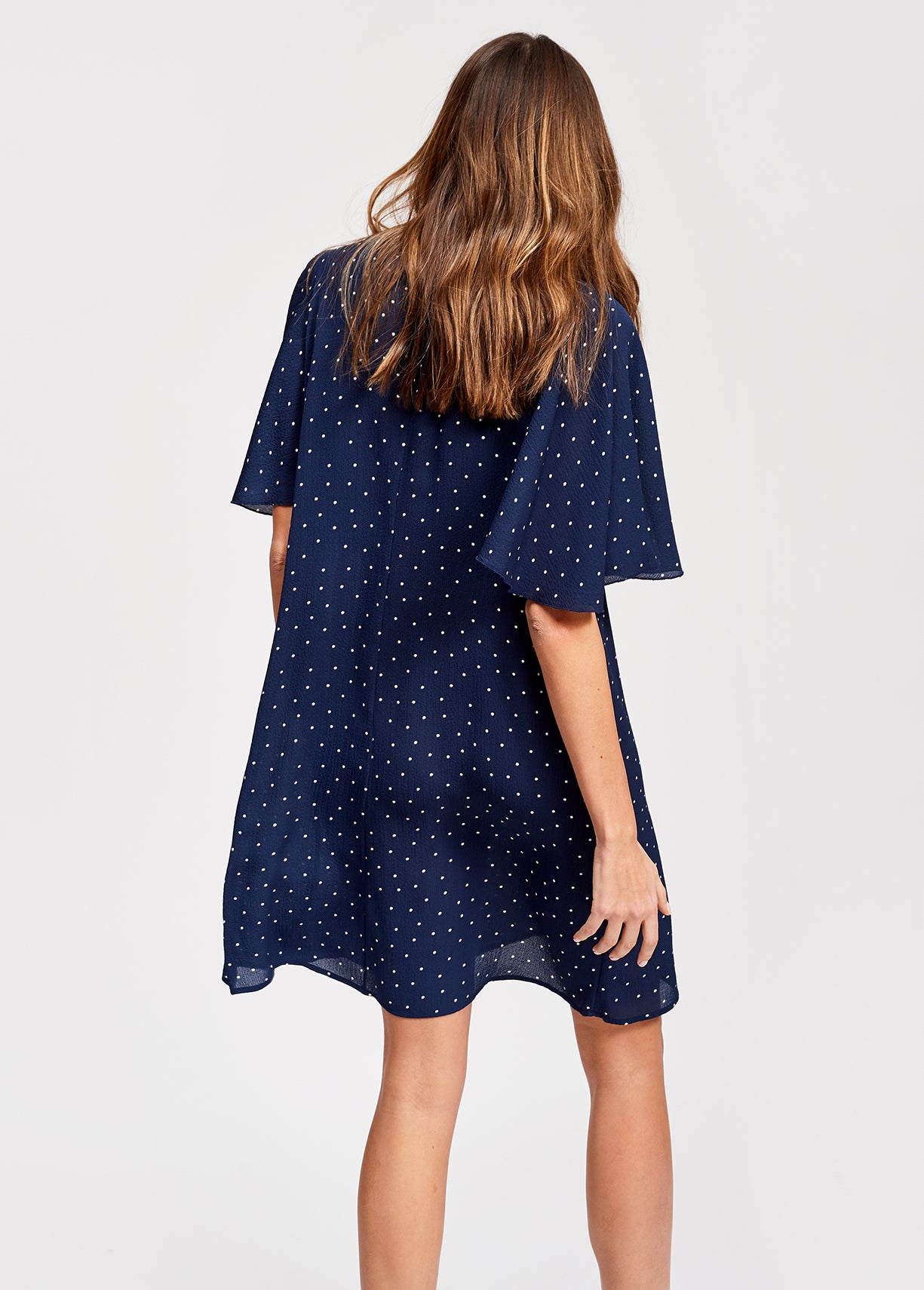 Robe évasée bleu foncé à pois RE—SSENTIEL | Essentiel second hand
