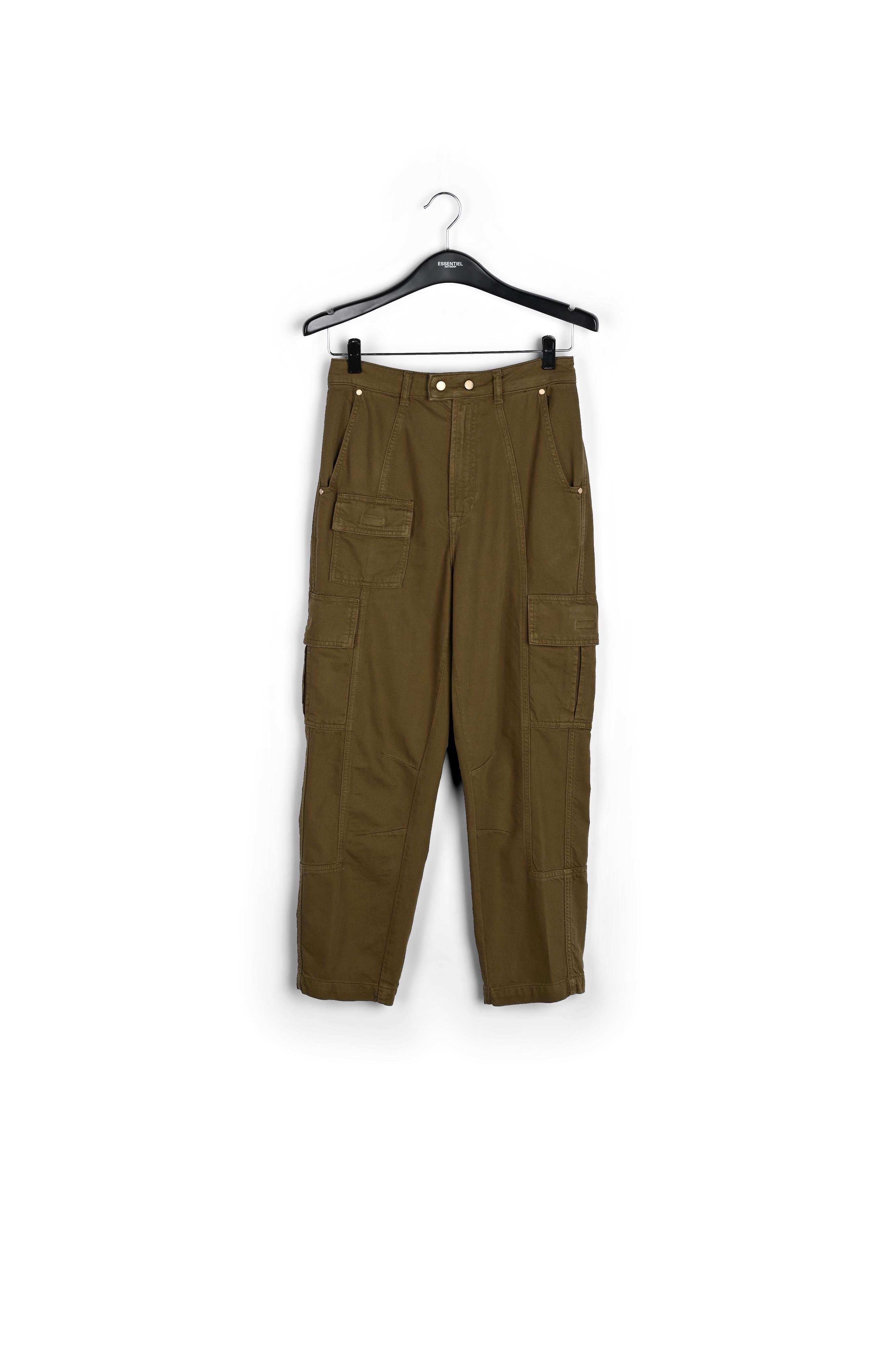 Kaki cargojeans met rechte pijpen RE—SSENTIEL | Essentiel second hand