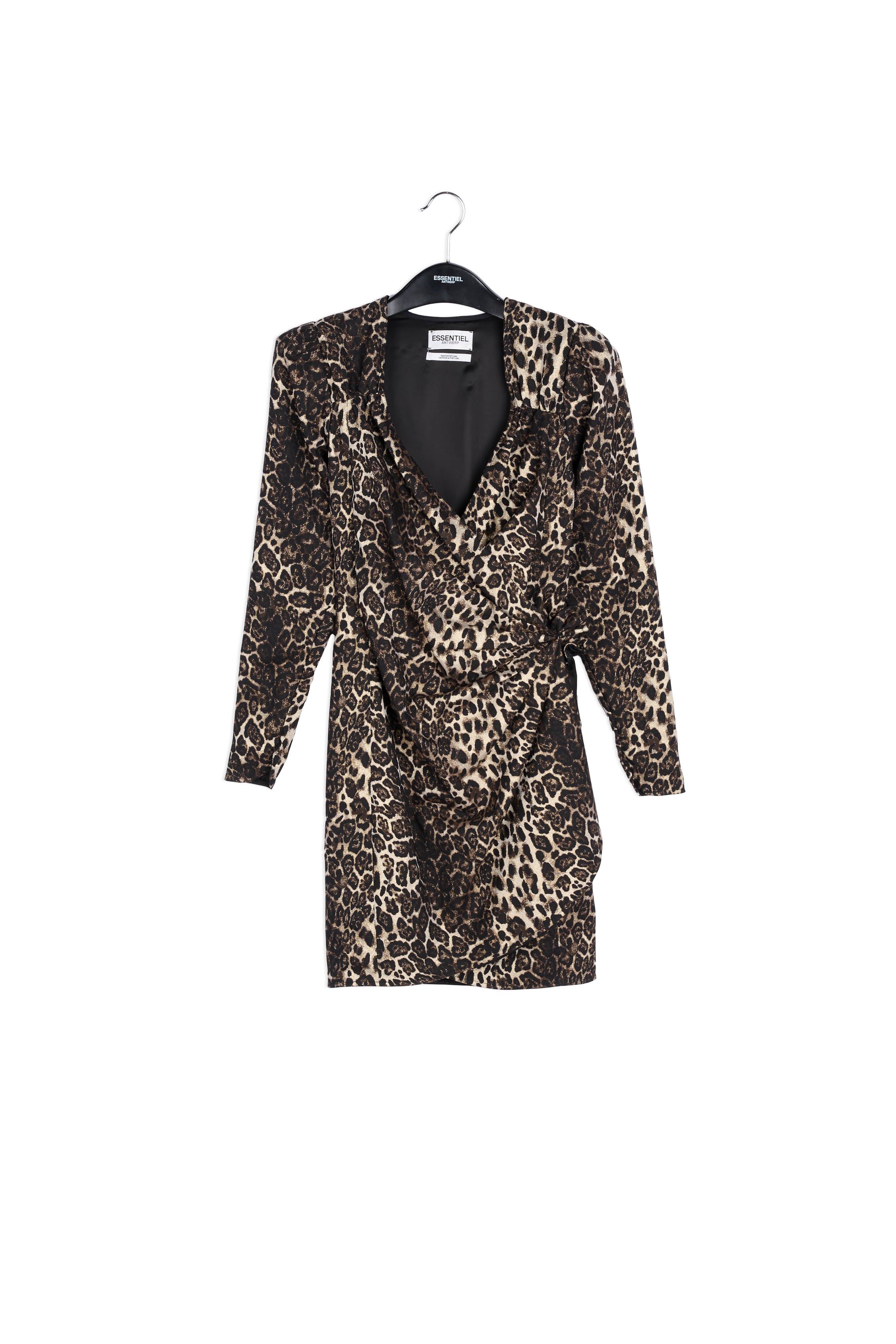 Asymmetrische mini-wikkeljurk met luipaardprint RE—SSENTIEL | Essentiel second hand